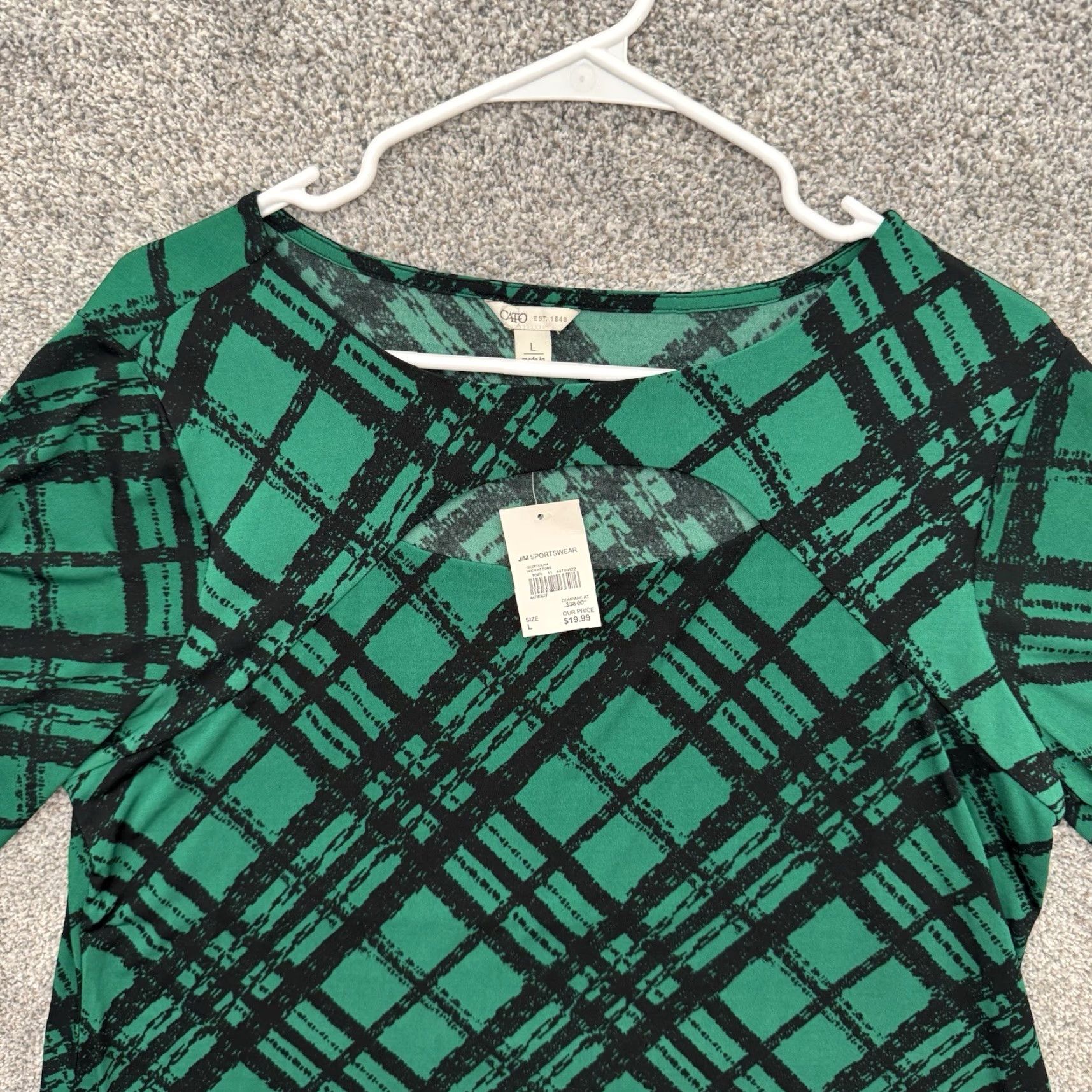 Vintage Cato Blouse Shirt Keyhole Retro 70s Night Out Office Chic Women L Green Maximalist Statement Party Regular Size L / US 10 / IT 46 - 3 Thumbnail