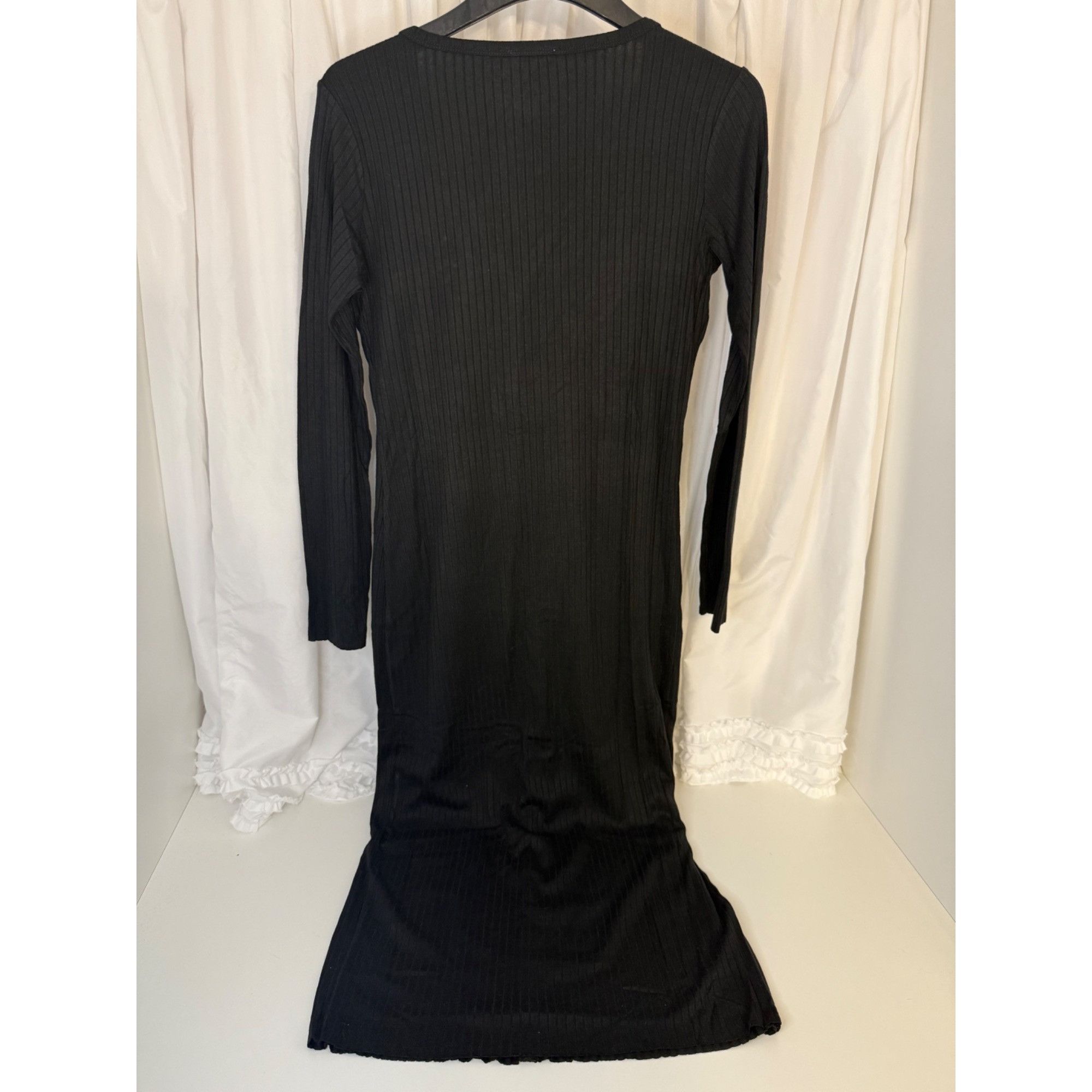 Other Sugar + Lips Black Ribbed Knit Button-Up Midi Cardigan Dress Size M / US 6-8 / IT 42-44 - 6 Thumbnail