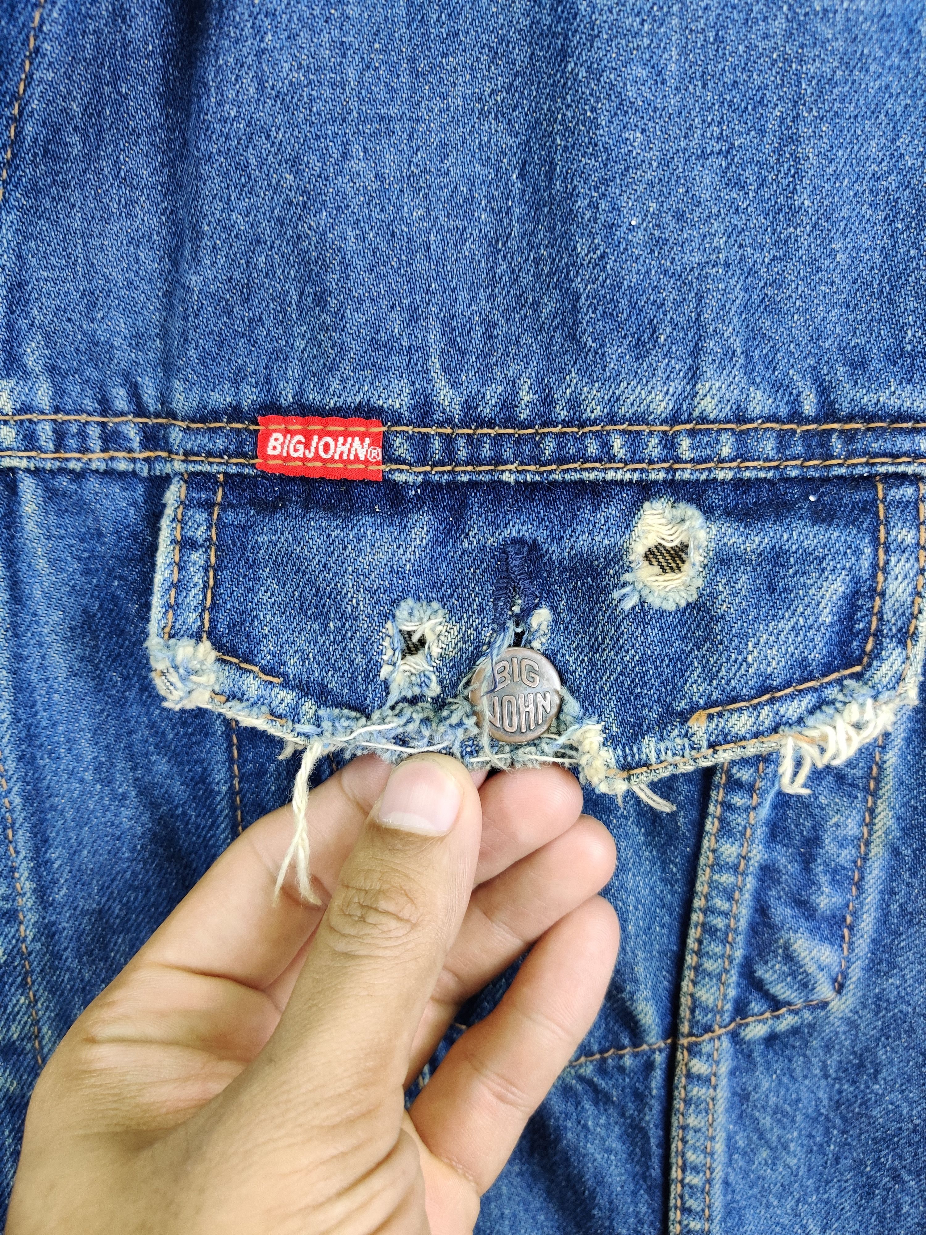Big John Vintage 90s Big John Distressed Trucker Denim Jacket Size US M / EU 48-50 / 2 - 4 Thumbnail