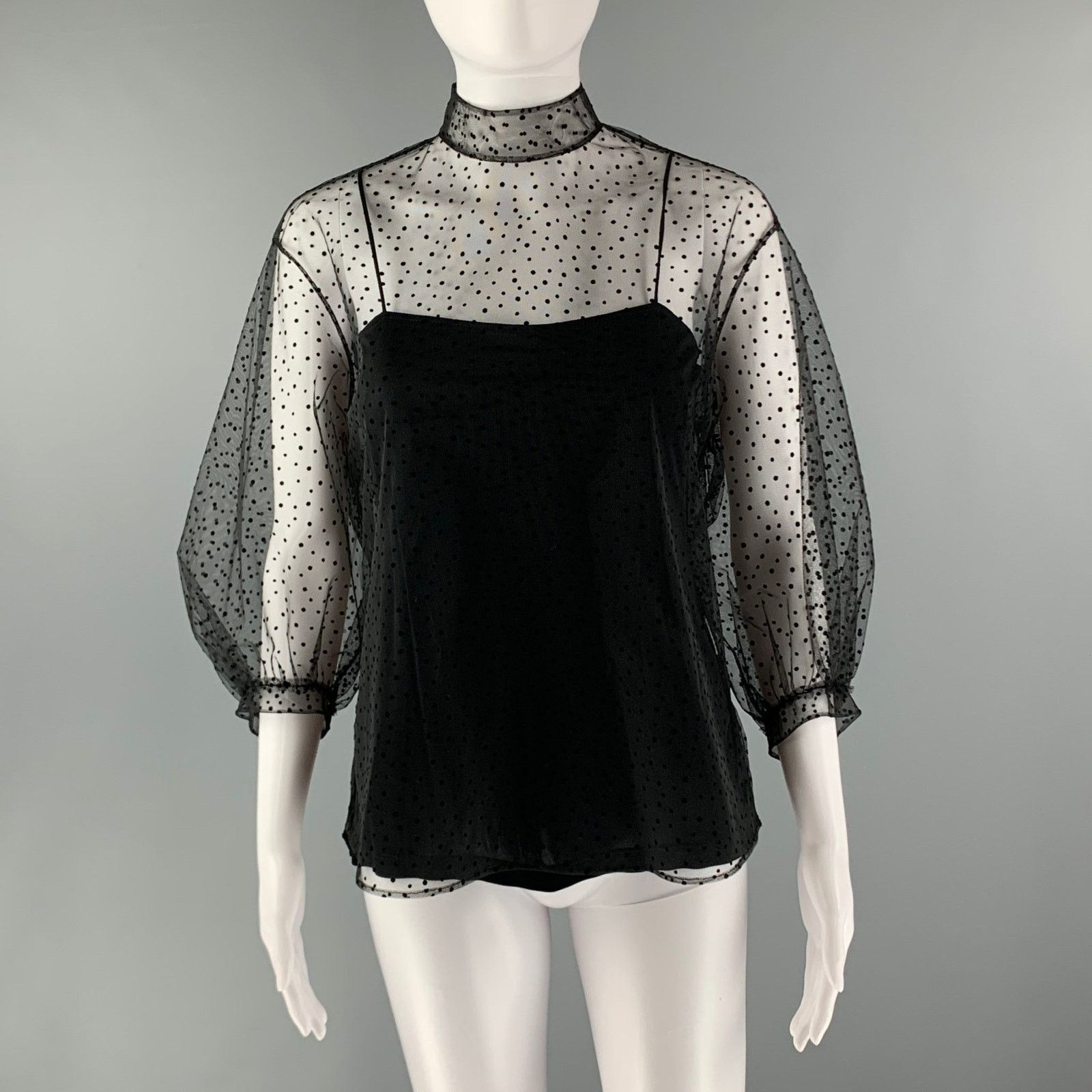 Akris Size 2 Black Polyester Nylon Mesh Lined Blouse Size XS / US 0-2 / IT 36-38 - 1 Thumbnail