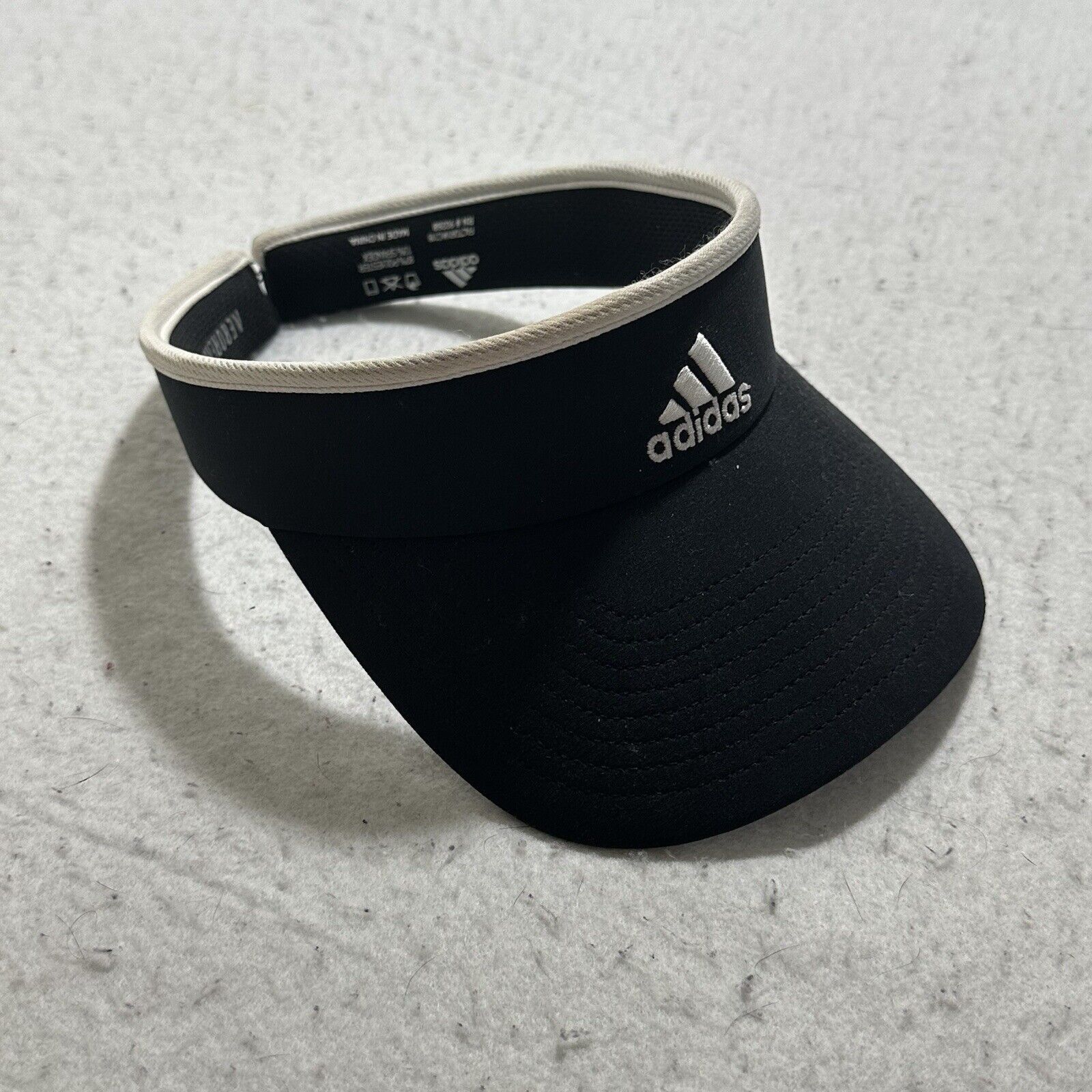 Adidas Adidas Women's Adjustable Visor Hat Black White Logo Size ONE SIZE - 1 Thumbnail