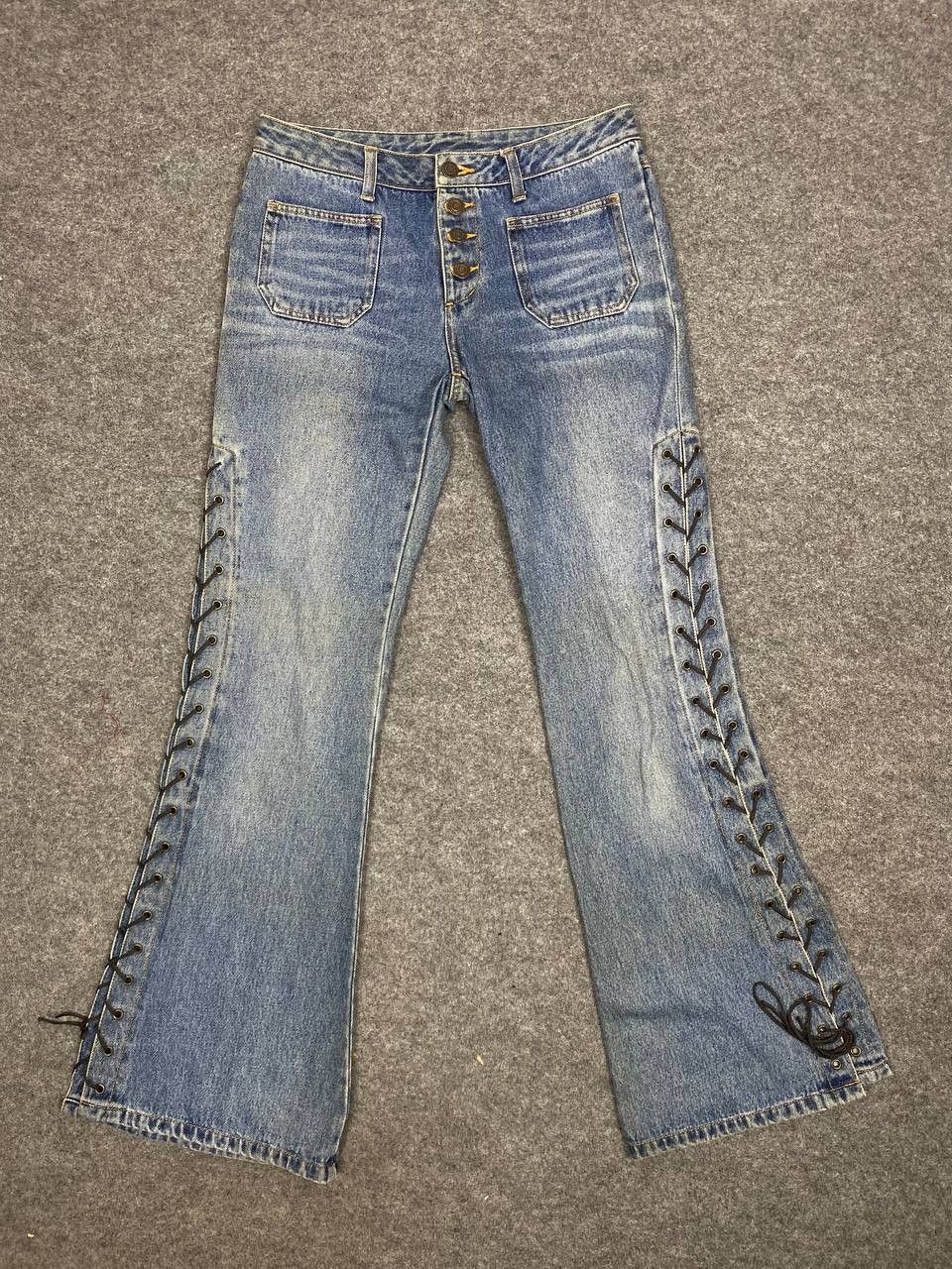 Japanese Brand vintage japanese brands bootcut flare denim bondage style Size 29" - 6 Thumbnail