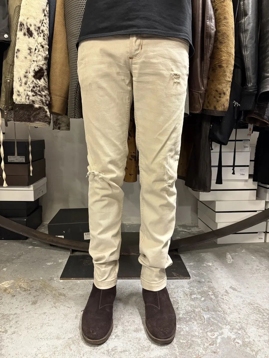 Dolce & Gabbana 2000s Dolce & Gabbana Beige Slim Distressed Pants Size US 31 - 2 Thumbnail