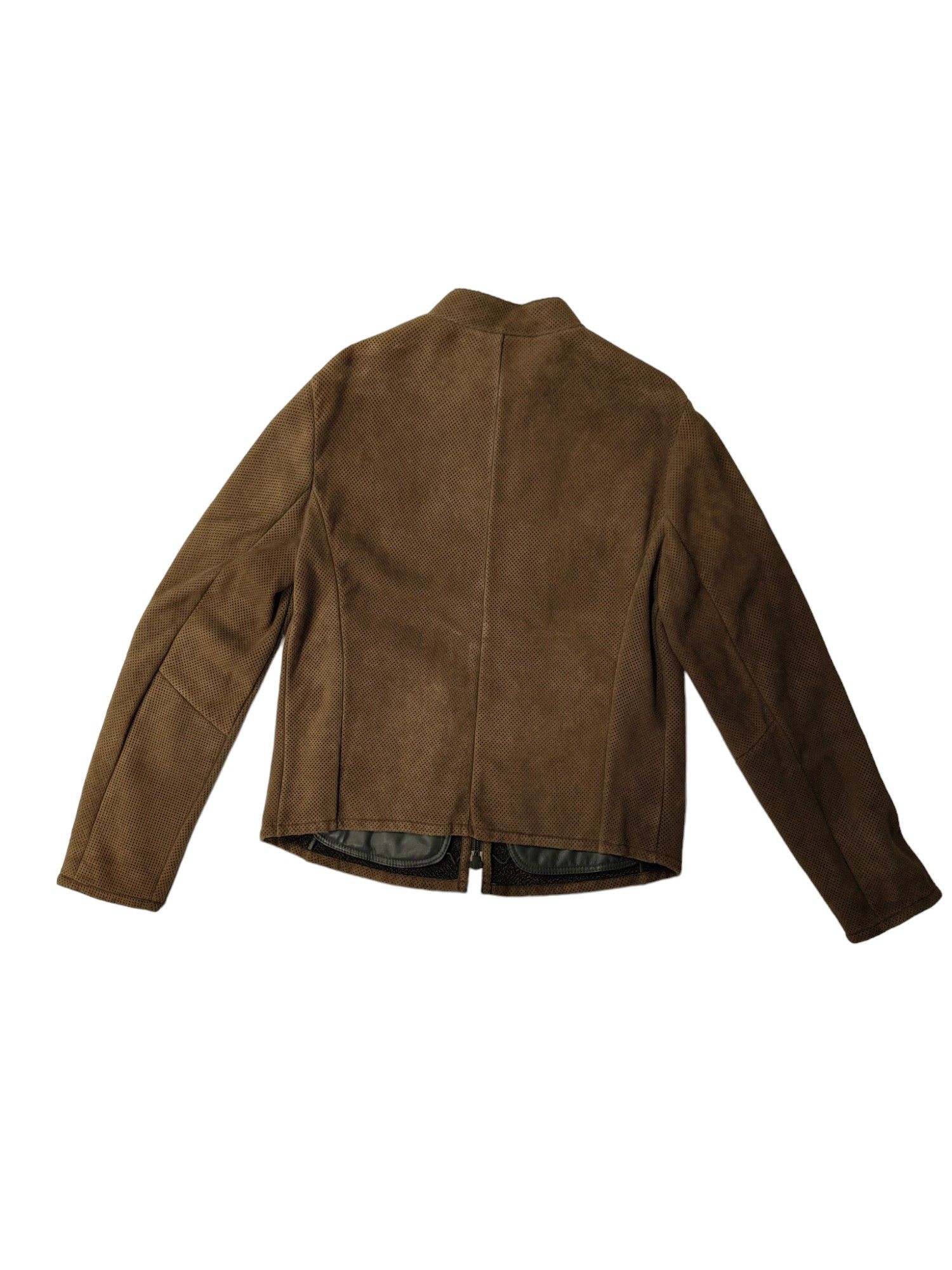 Giorgio Armani Brown Lamb Leather Zip Up Jacket Size US L / EU 52-54 / 3 - 2 Thumbnail