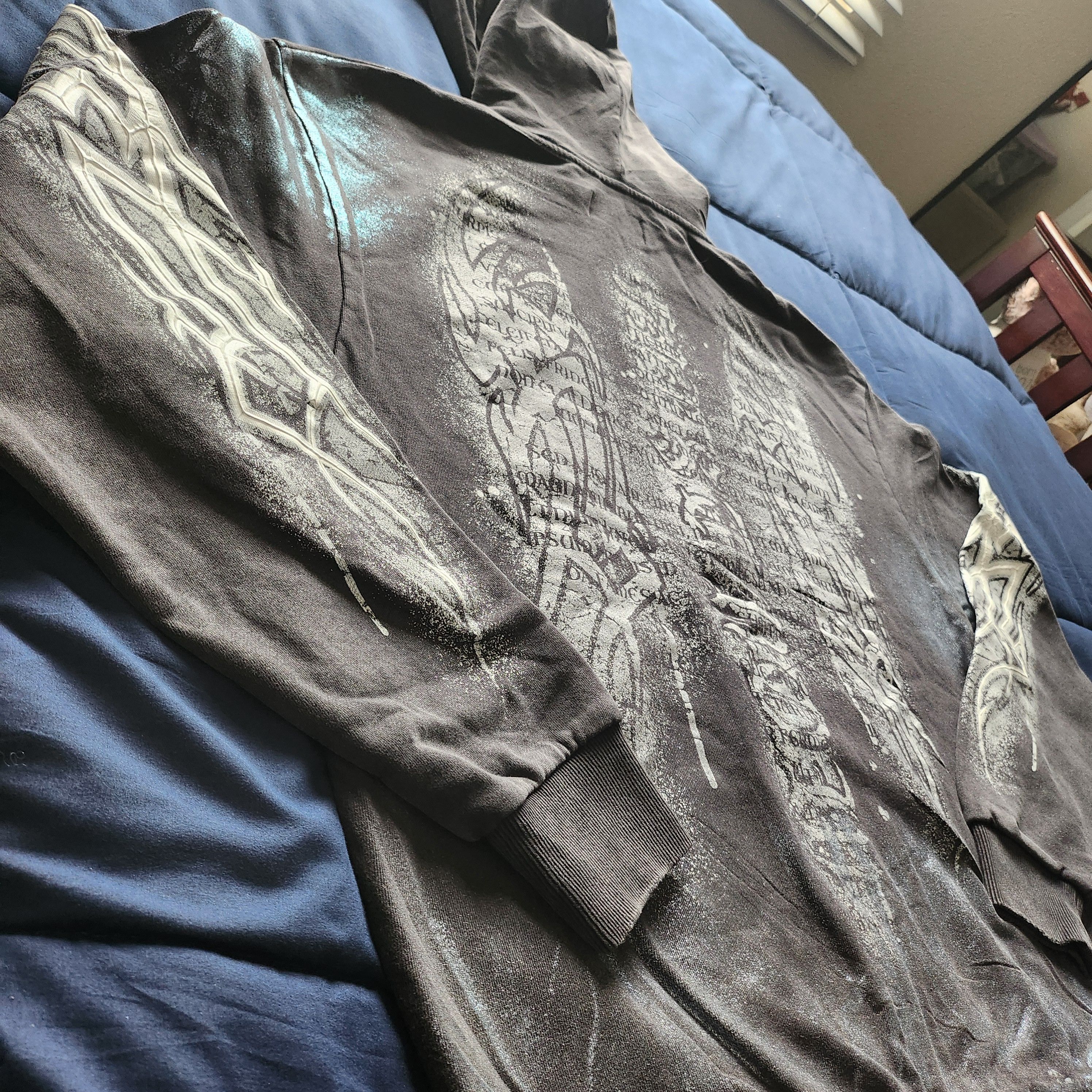 Other First Row Metallic Script Spray-Wash Zip-Up Hoodie Dark Grey Size US L / EU 52-54 / 3 - 6 Thumbnail