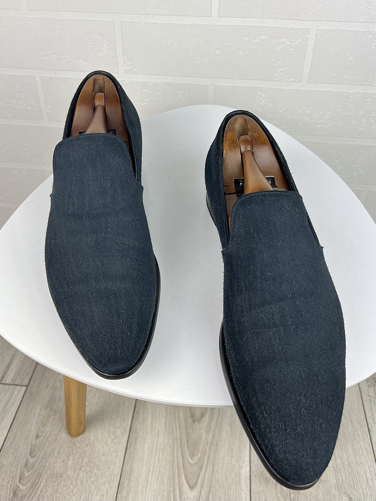 Prada Milano Loafers Suede Leather Dress Shoes Blue MenS, Men's (Size 12)