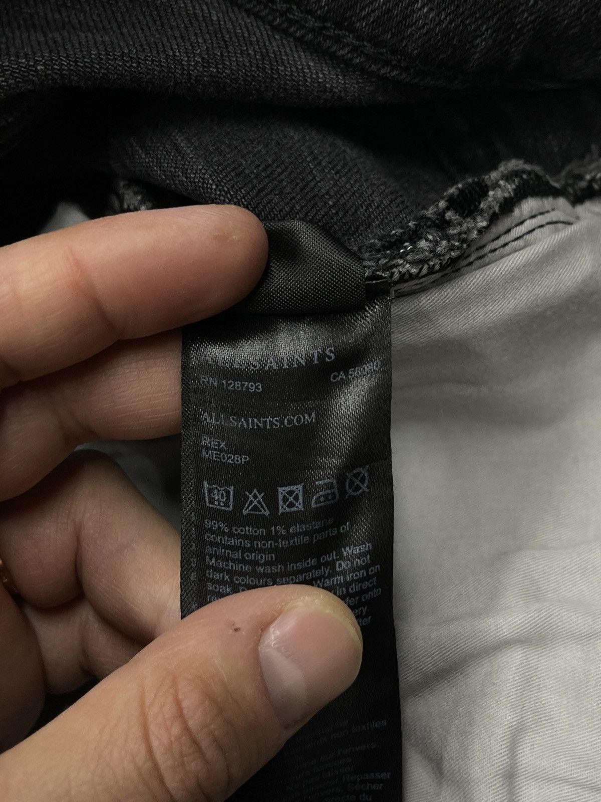 Allsaints × Designer Mens AllSaints Rex Denim Jeans Grey Big Logo Pocket Size 31 Size US 31 - 18 Thumbnail
