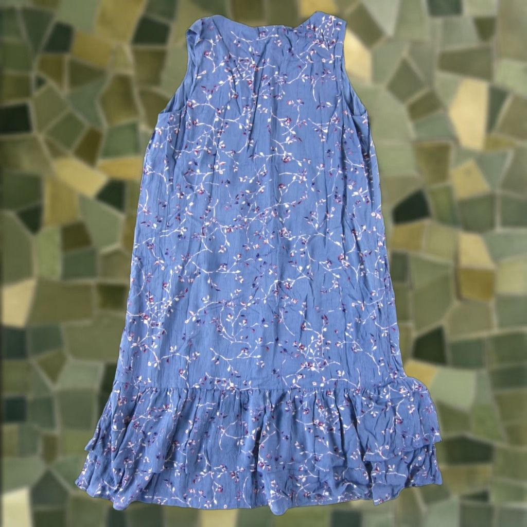 J. Jill J. Jill 100% Rayon Purple Pink Floral V-Neck Sleeveless Midi Tank Dress Small P Size S / US 4 / IT 40 - 1 Thumbnail