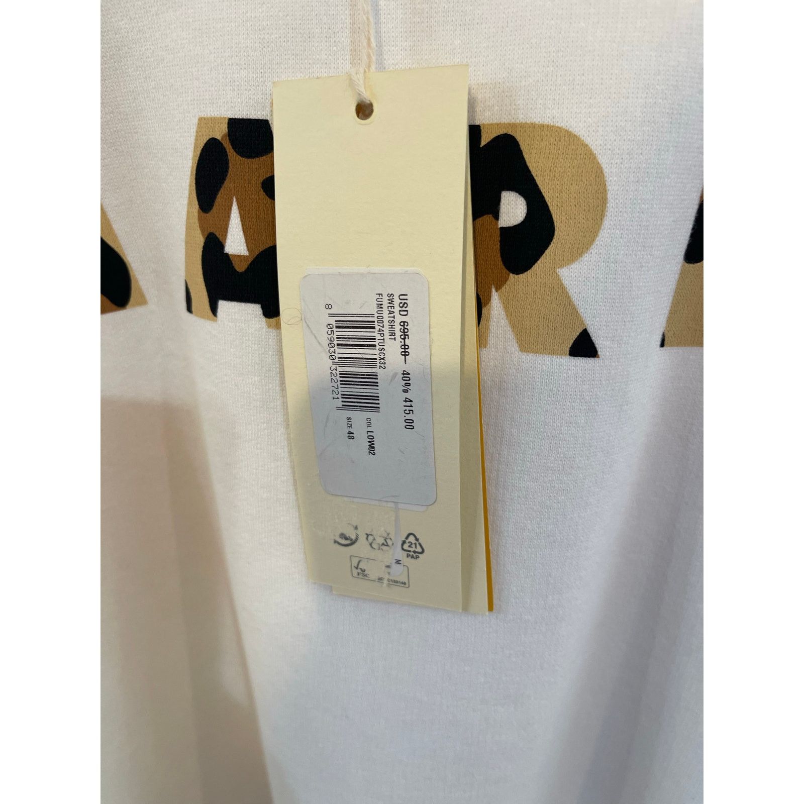 Marni Marni Men's Leopard Logo Sweatshirt NWT Size 48 Size US M / EU 48-50 / 2 - 4 Thumbnail