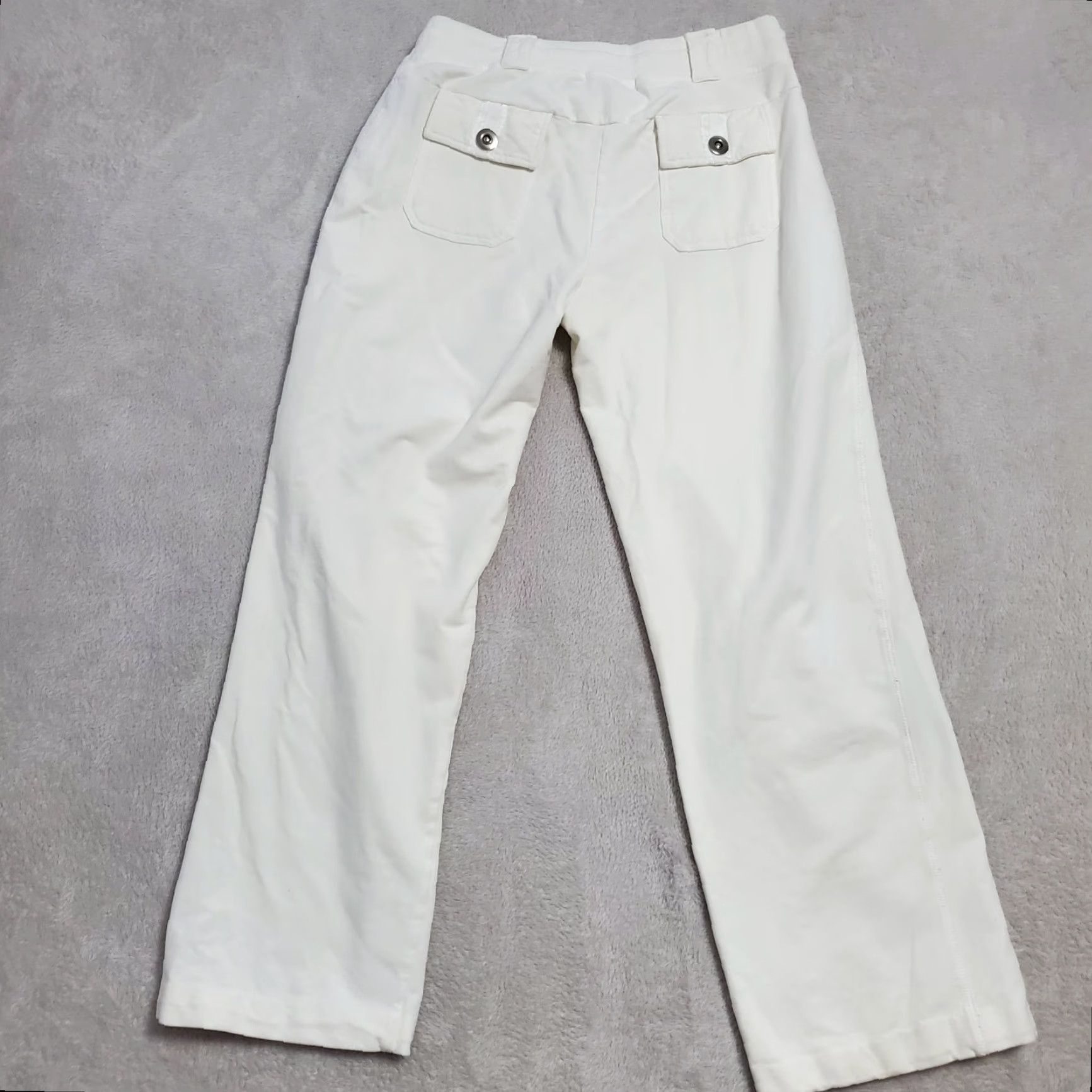 Bcbgmaxazria VINTAGE BCBGMAXAZRIA Sweatpants Women M Ivory Embellished Straight Leg Pull On Lounge Y2K 90s Size 32" / US 10 / IT 46 - 2 Thumbnail