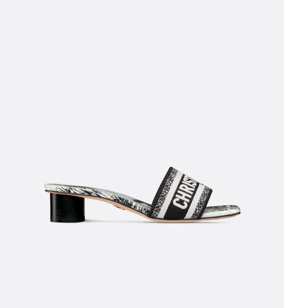 Dior o1w1db10625 Dway Heeled Slides in Black/White Size US 7 / IT 37 - 1 Thumbnail