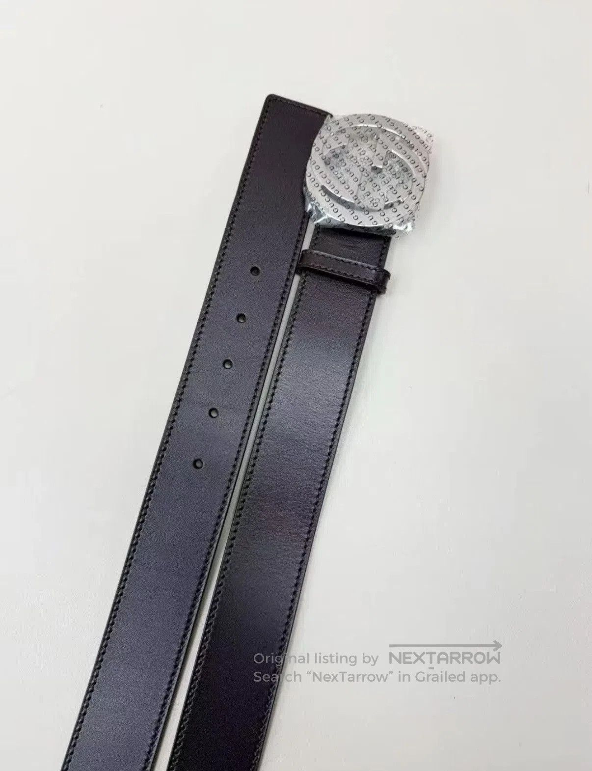 Gucci Black Leather Belt with Silver Buckle. Size ONE SIZE - 3 Thumbnail