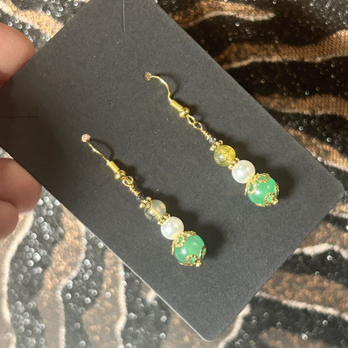 Handmade Handcrafted elegant filigree green chalcedony earrings Size ONE SIZE - 1 Thumbnail