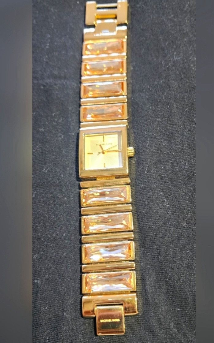 Michael Kors Michael Kors Gold Square Face Watch with Geometric Design Size ONE SIZE - 3 Thumbnail