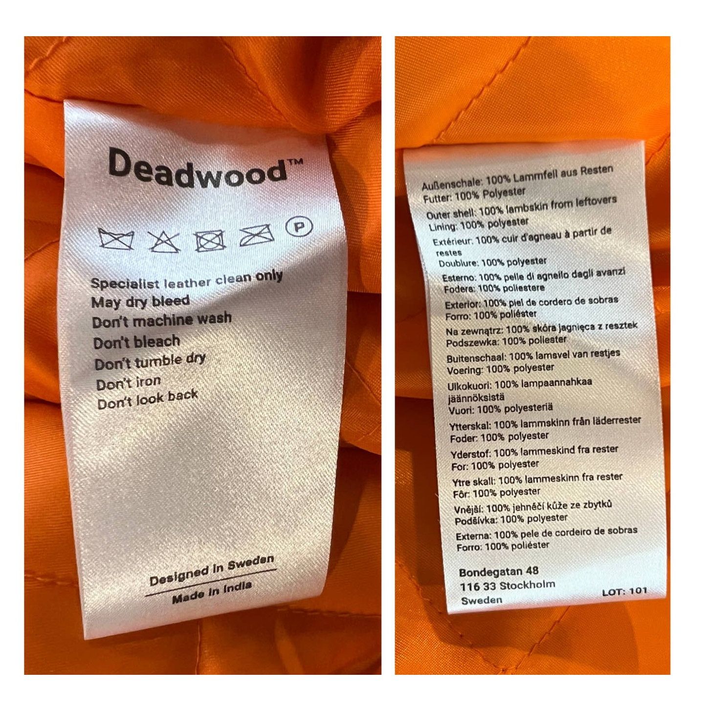 Deadwood Deadwood Recycled Lambskin Leather Bomber Jacket Size Large Size L / US 10 / IT 46 - 13 Thumbnail