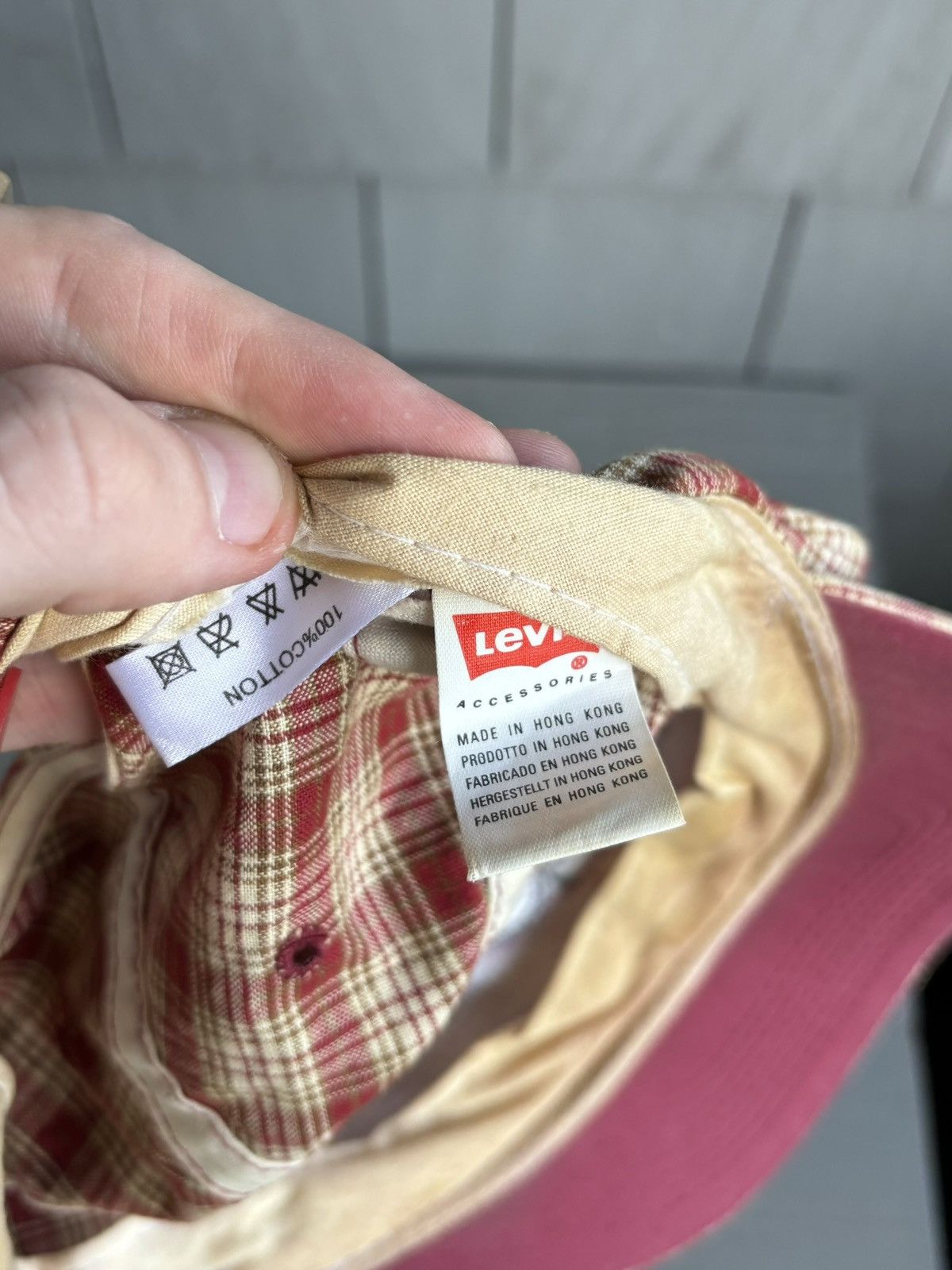 Levi's 1990s Levi's Cap 90s Vintage Plaid Baseball Hat Snapback Red Size ONE SIZE - 6 Thumbnail