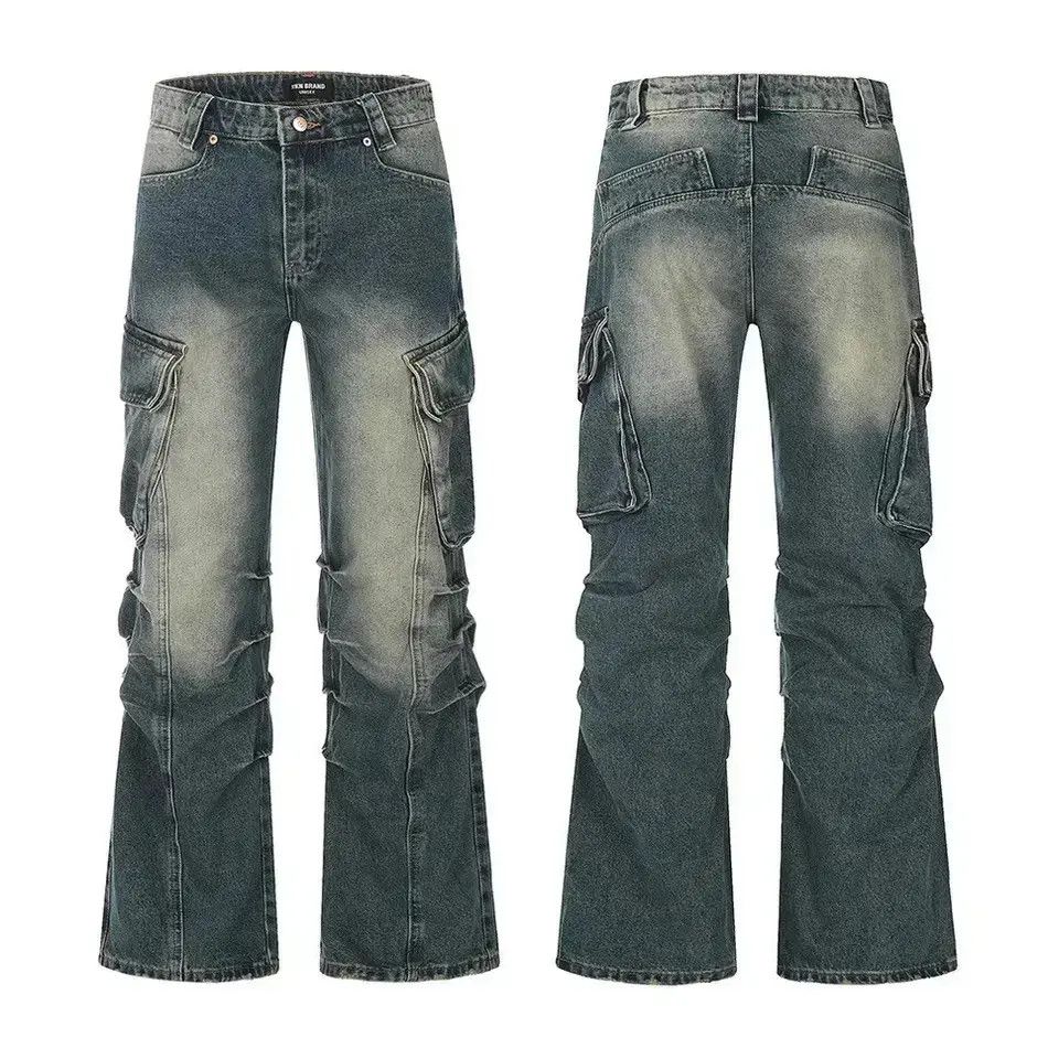 Japanese Brand Streetwear Side Pockets Washed Baggy Blue Jean Unisex Size US 32 / EU 48 - 3 Thumbnail