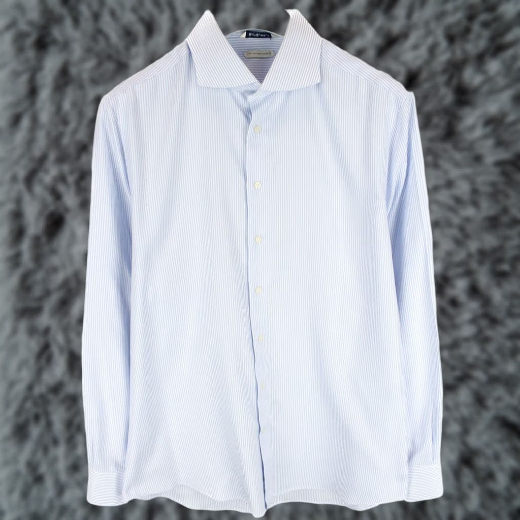 Suitsupply SUITSUPPLY Shirt Men's 44 / 17 1/2 Extra Slim Fit Try On Pinstriped Formal Size 44R - 1 Thumbnail