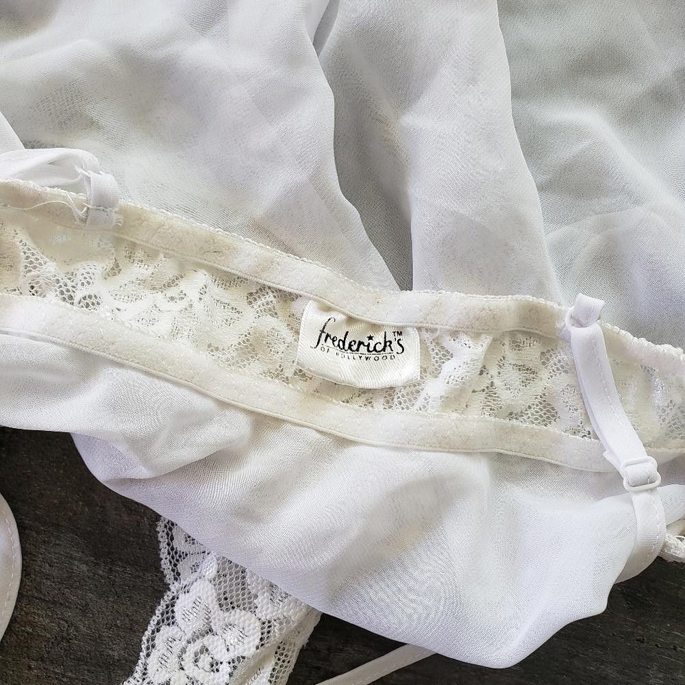 Designer White Laced Babydoll Fredericks Lingerie Nightie Size ONE SIZE - 3 Thumbnail