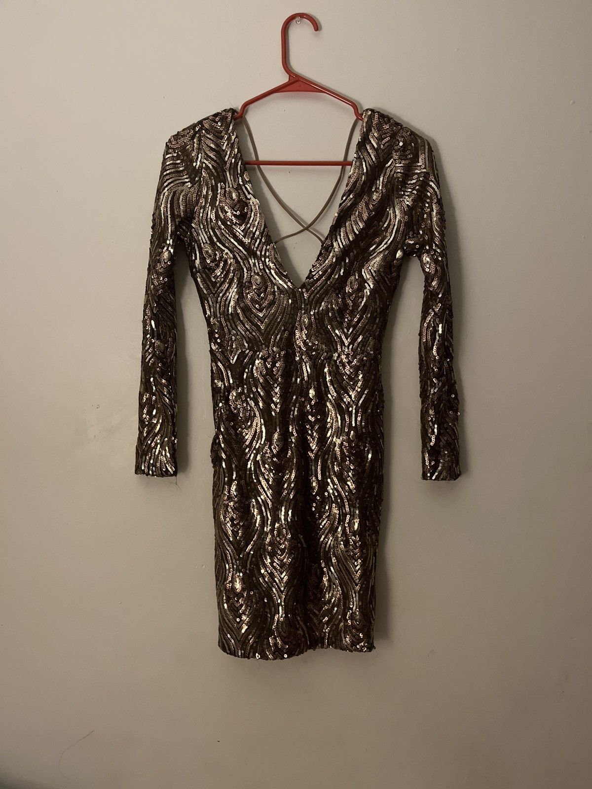 Zara Bronze Sequin Mini Dress Size M / US 6-8 / IT 42-44 - 2 Thumbnail
