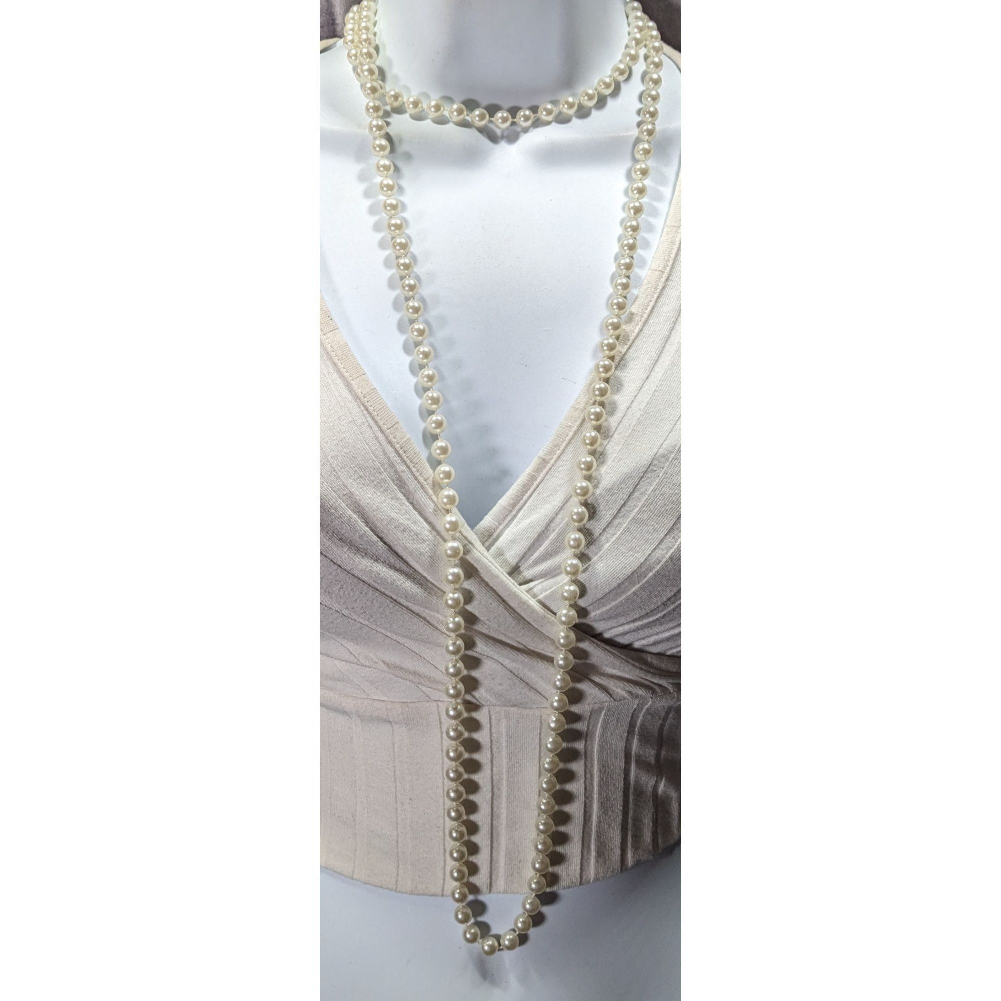 Other Classic Long White Faux Pearl Beaded Necklace Size ONE SIZE - 3 Thumbnail