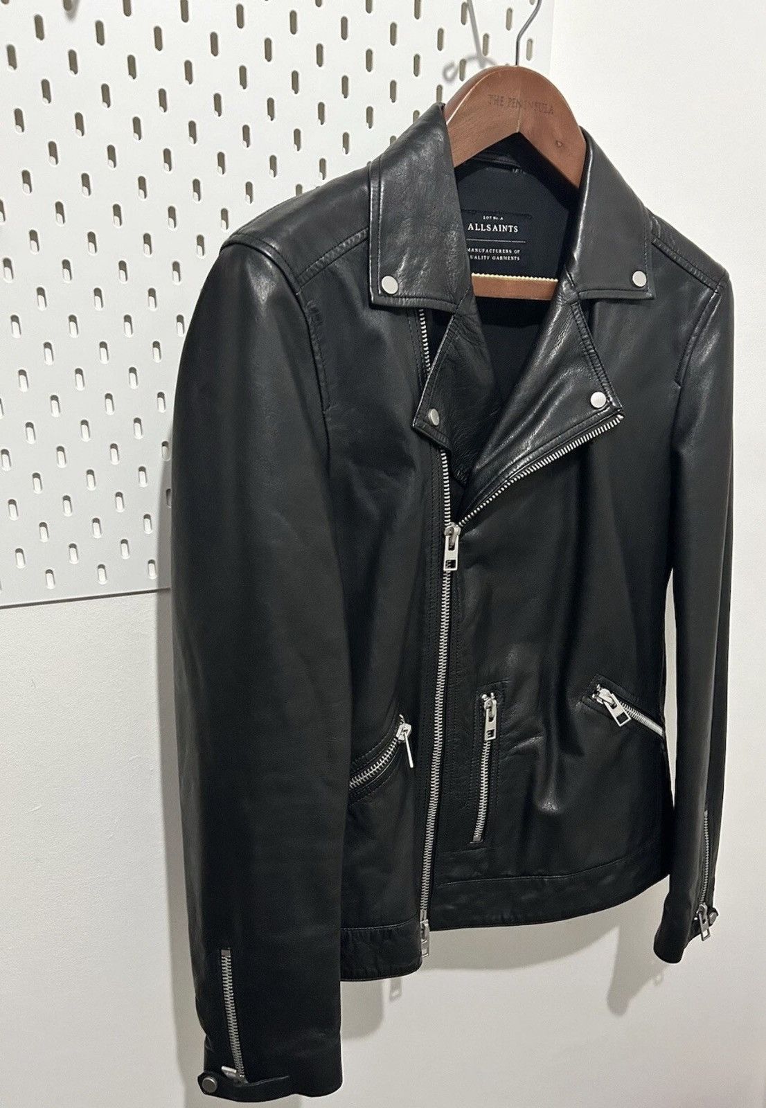 Allsaints Mens All Saints Hemsley Leather Biker Motorcycle cafe racer Size US M / EU 48-50 / 2 - 2 Thumbnail