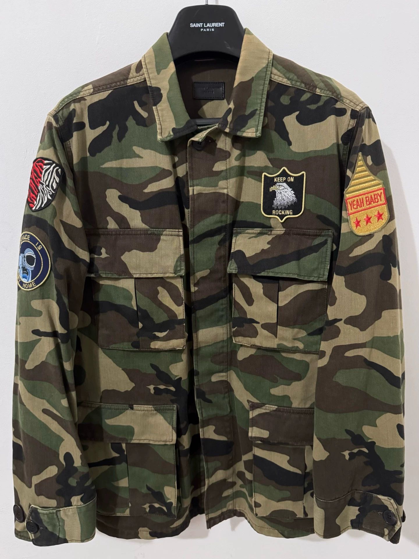 Saint Laurent Paris Saint Laurent Four-Pocket Military Camouflage Jacket Size US S / EU 44-46 / 1 - 1 Thumbnail