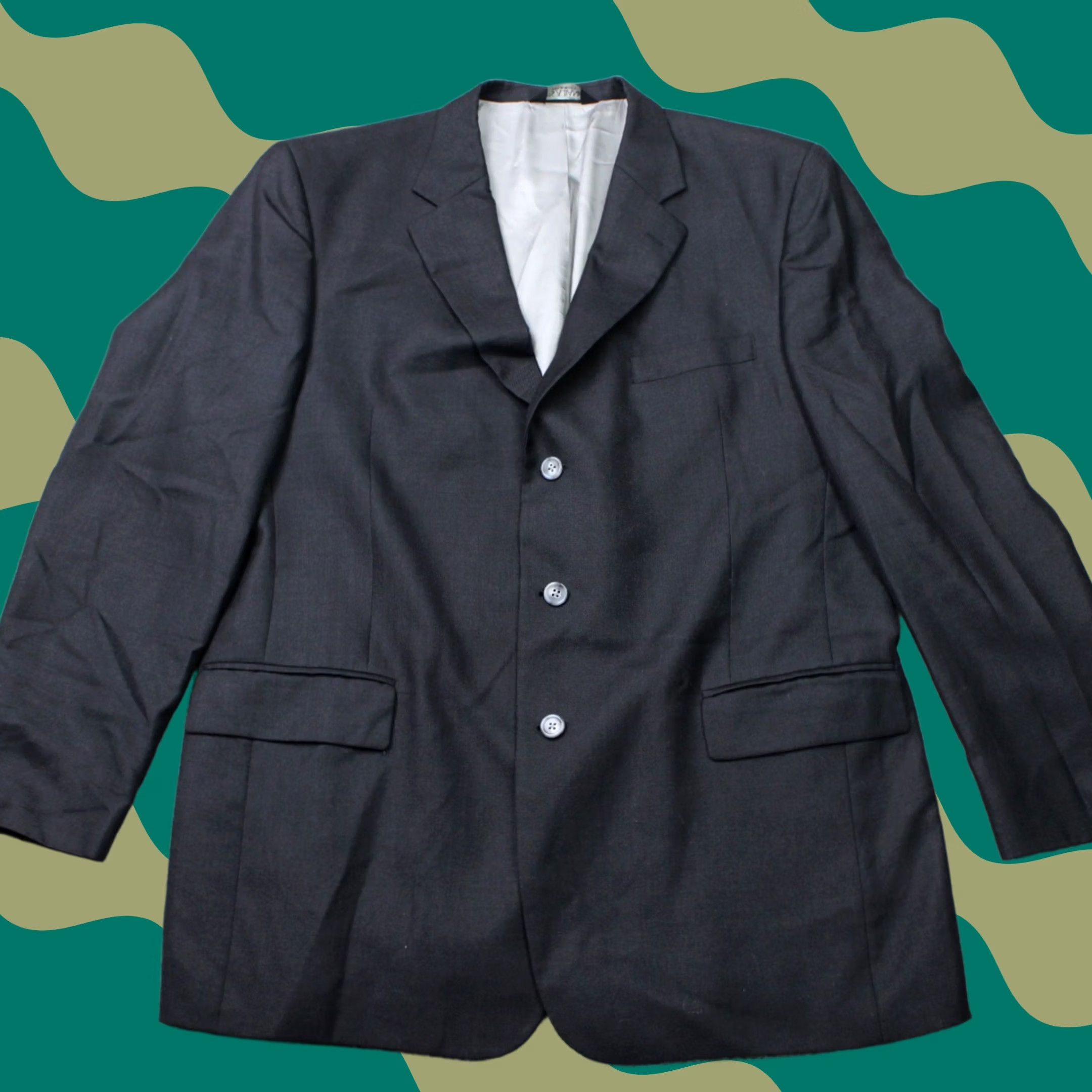 Jos. A. Bank Jos. A. Bank Blazer Mens 46L Black Wool/Silk/Ramie Blend 3 Button Single Vent Tweed Solid Long Notch Front Single-Breasted Regular Mens Blazer Size 46R - 1 Thumbnail