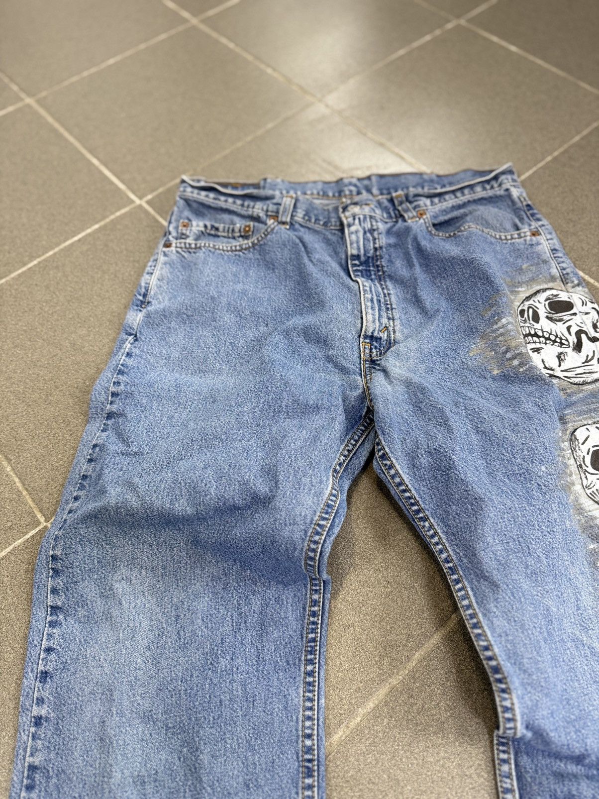 Levi's Vintage Levi’s Skull Stonewashed Denim Custom Handmade Jeans Size US 31 - 4 Thumbnail