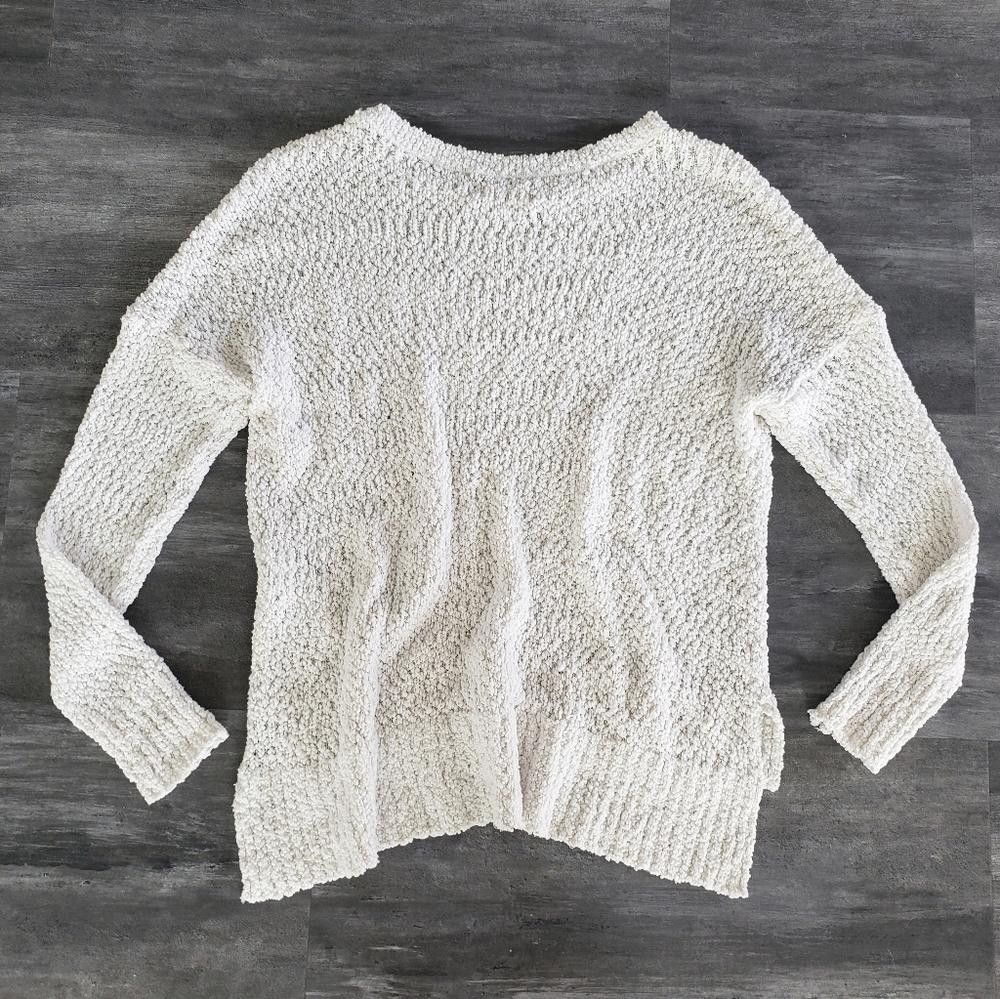 Designer White Hollister Oversized Sweater Long Sleeve Size M / US 6-8 / IT 42-44 - 2 Thumbnail