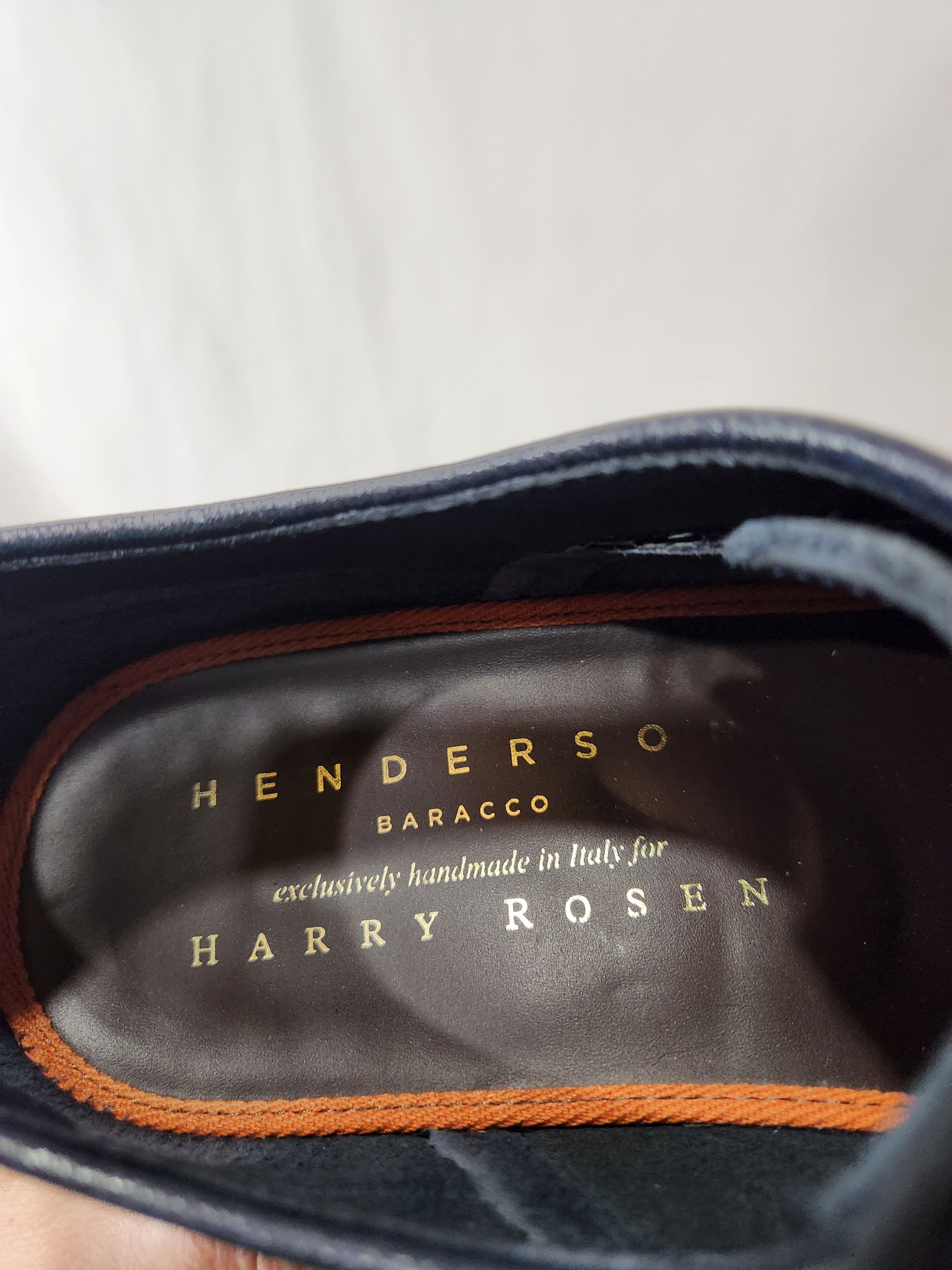 Henderson Deer Leather Navy Blue Wingtip Derby Made Italy 43.5 IT Size US 10.5 / EU 43-44 - 10 Thumbnail