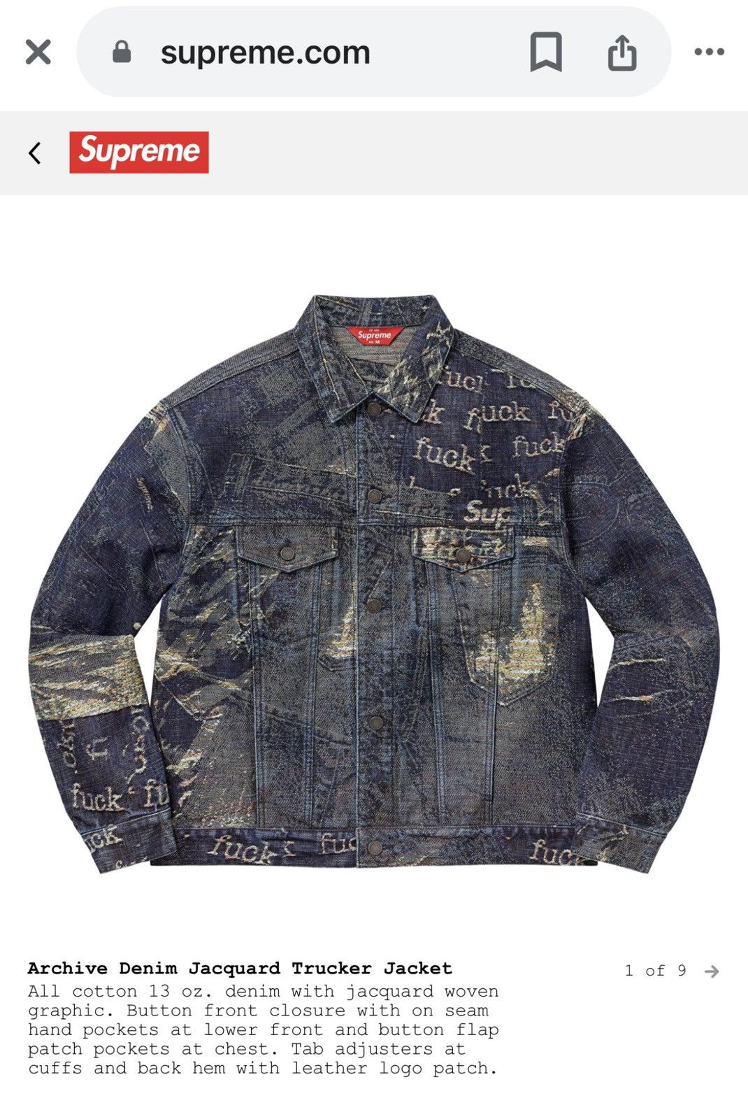 Supreme Archive Denim Jacquard Trucker Jean Jacket Trompe D’oeil M Size US M / EU 48-50 / 2 - 13 Thumbnail