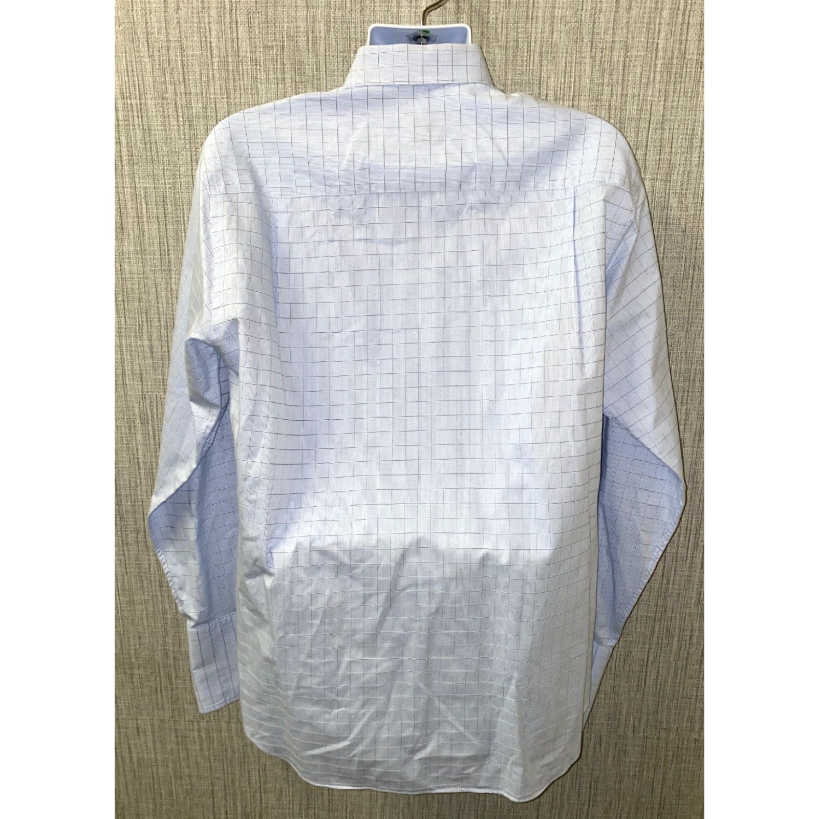 David Donahue VINTAGE David Donahue Mens Dress Shirt Long Sleeve Checkered Cotton Size 16 Blue Size 42R - 6 Thumbnail