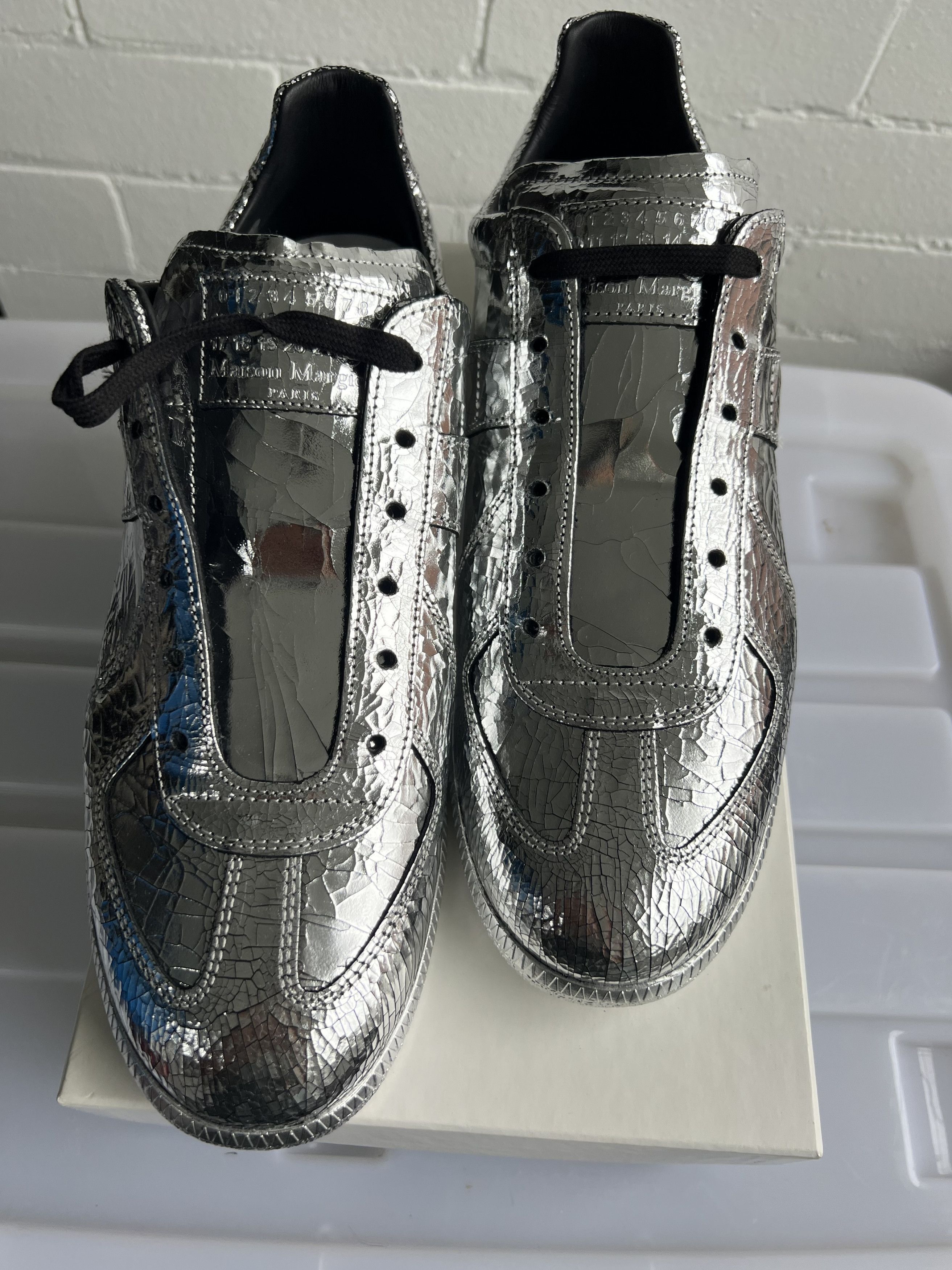 Maison Margiela Maidon margiela silver cracked replica sneaker Size US 12.5 / EU 45-46 - 1 Thumbnail