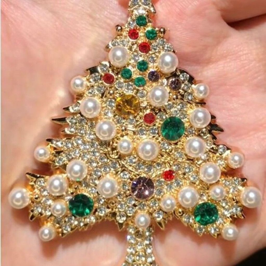 Other Luxury Pearl Crystal Christmas Tree Gold Brooch Size ONE SIZE - 2 Thumbnail