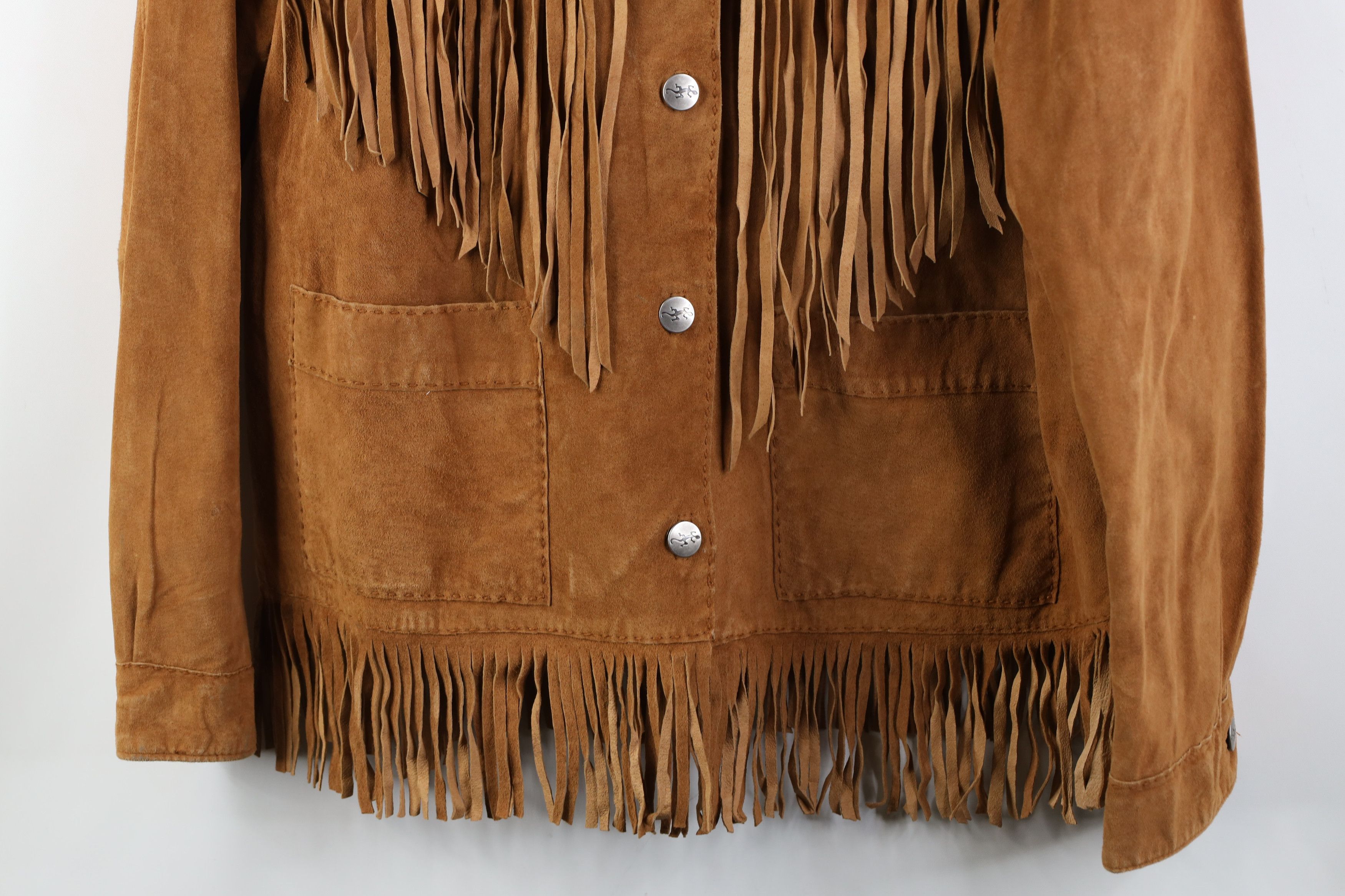 Chicos Vintage 90s Chicos Western Suede Leather Fringed Jacket Size XS / US 0-2 / IT 36-38 - 3 Thumbnail