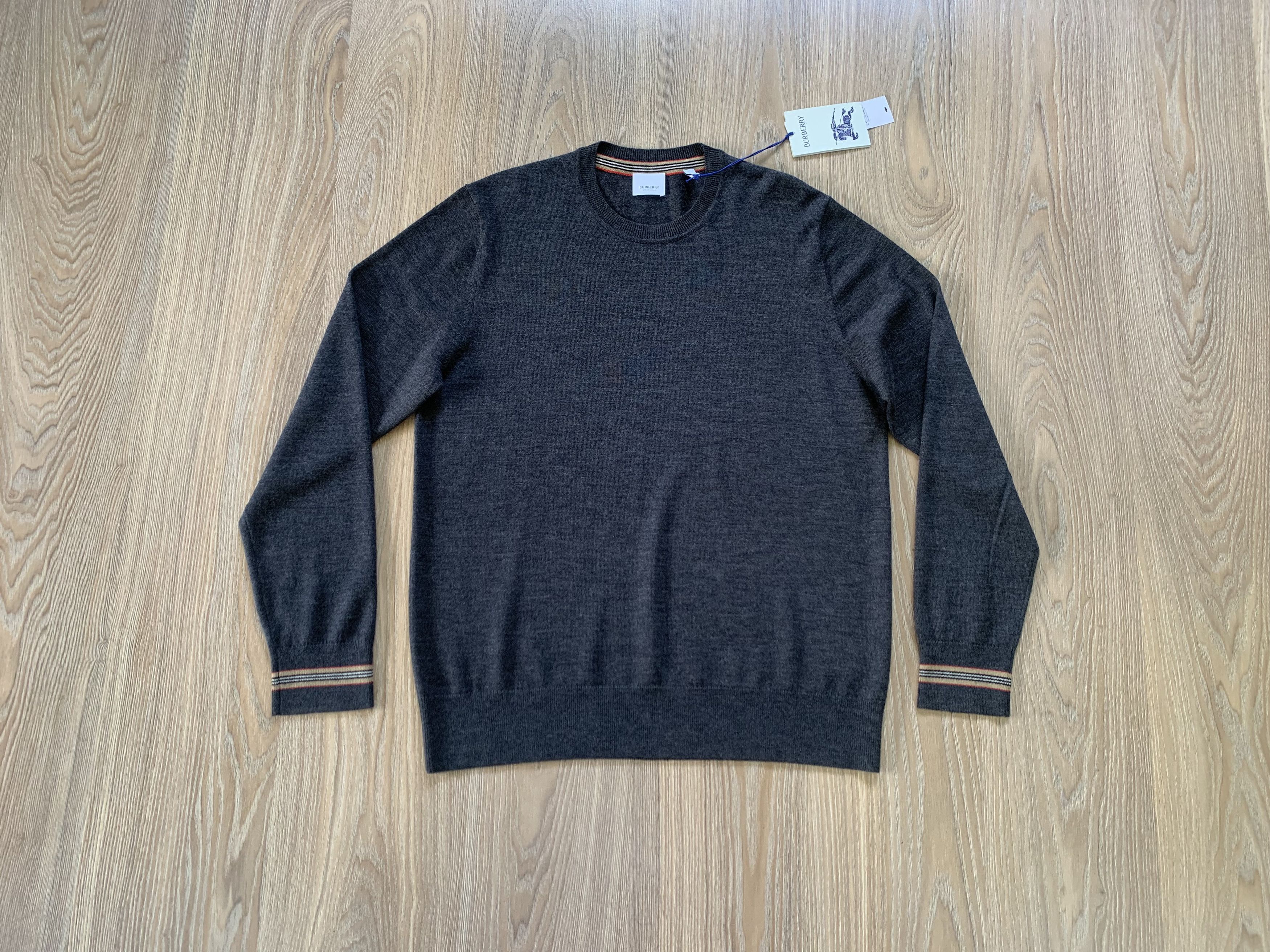 Burberry Burberry Paradise Mens Merino Wool Melange Grey Sweater Size US XL / EU 56 / 4 - 1 Thumbnail
