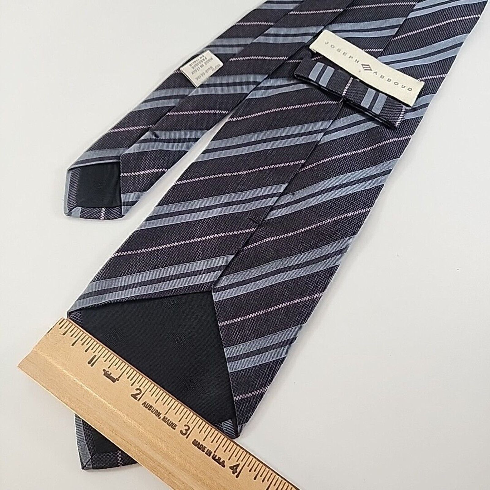 Joseph Abboud Joseph Abboud Blue-Gray Striped Silk Necktie - Made in Italy Size ONE SIZE - 2 Thumbnail