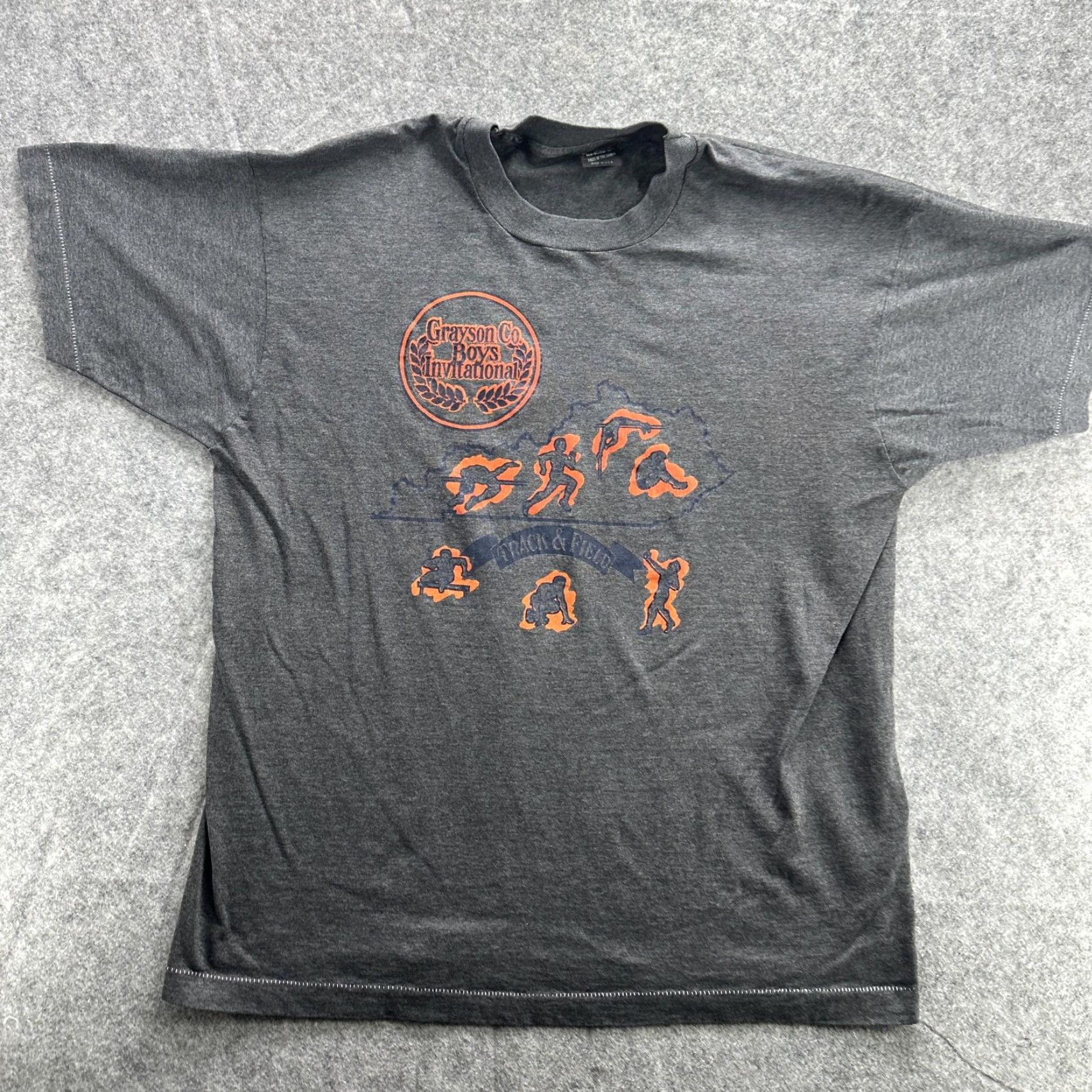 Fruit Of The Loom VINTAGE Grayson Co. Boys Invitational Shirt Mens XL Gray Track & Field USA 90s Shirt Mens XL Gray Heather Charcoal Graphic Print US Made 1990s Size US XL / EU 56 / 4 - 2 Thumbnail