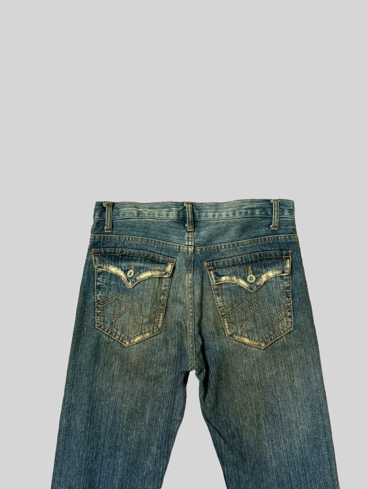 Japanese Brand Flared THRASHED NYLAUS CREW DESIGN WORK DISTRESSED DENIM Size US 30 / EU 46 - 12 Thumbnail