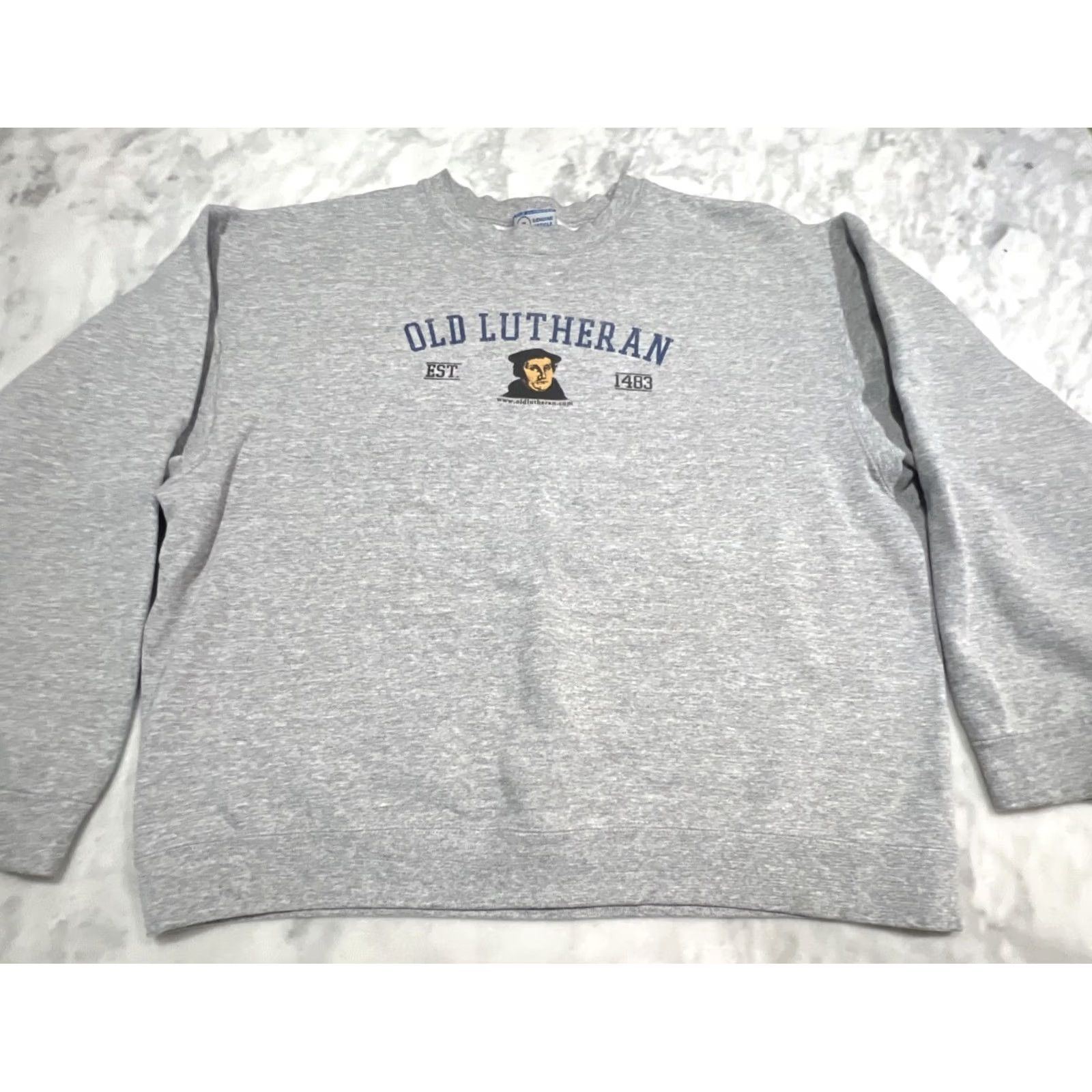Vintage Old Lutheran Sweatshirt Men XL Pullover Heather Grey Cotton graphic print Crew Neck Regular Fit Size US XL / EU 56 / 4 - 3 Thumbnail