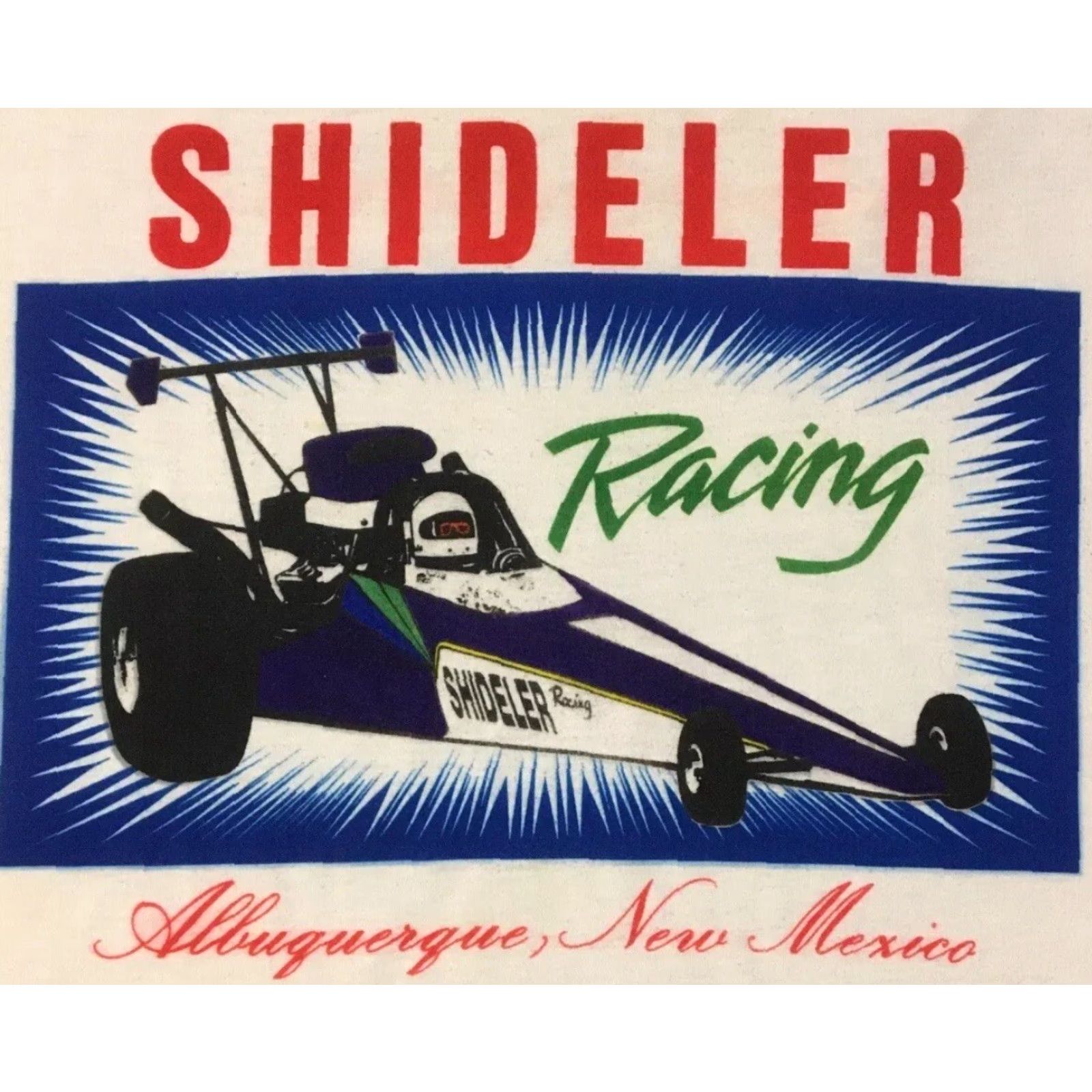 NASCAR VINTAGE Shideler Racing Shirt 2XL White 80s 90s Grunge Albuquerque NASCAR Cars Mens Size US XXL / EU 58 / 5 - 2 Thumbnail