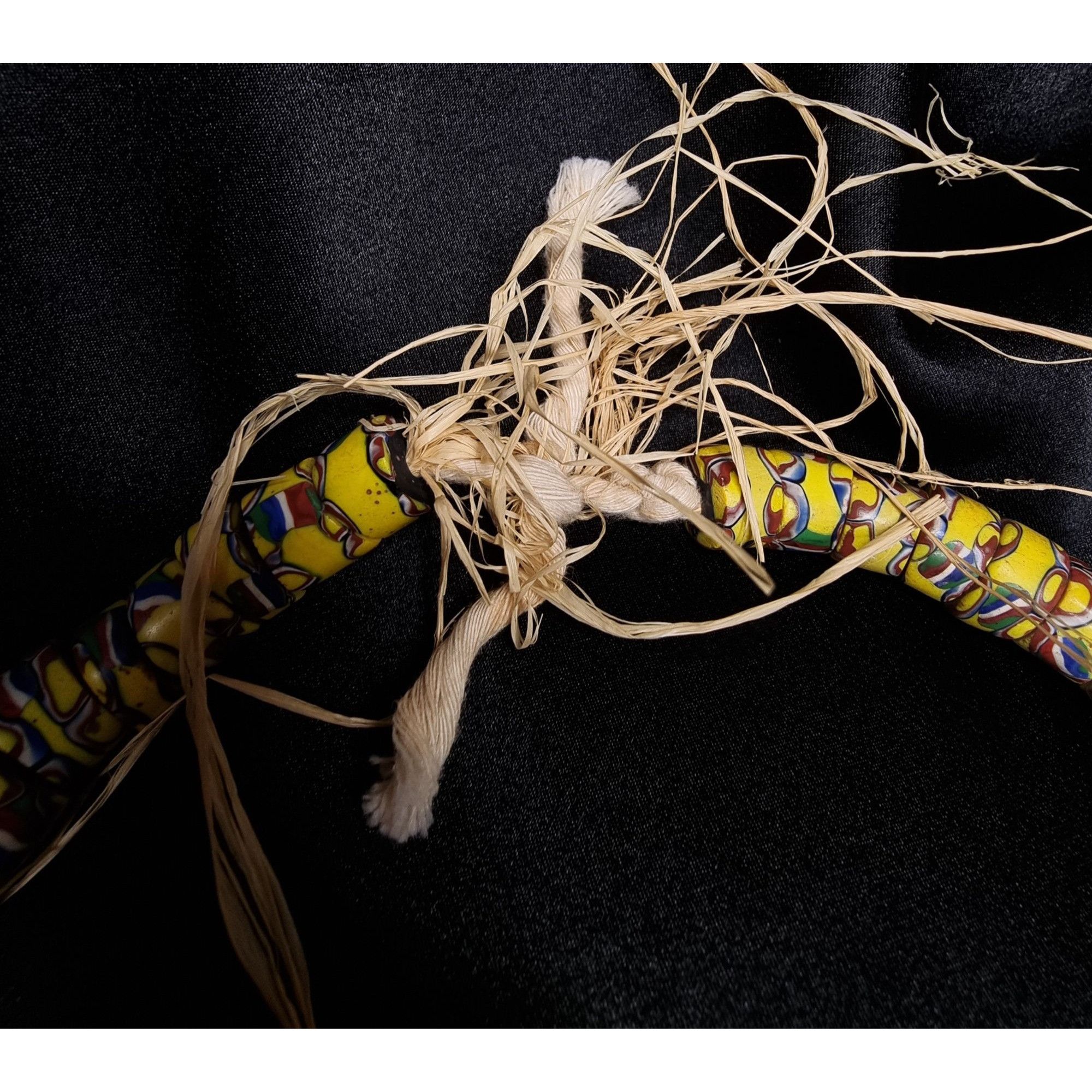 Vintage Vintage Long African Trade Bead Necklace Yellow Glass Multic Size ONE SIZE - 6 Thumbnail