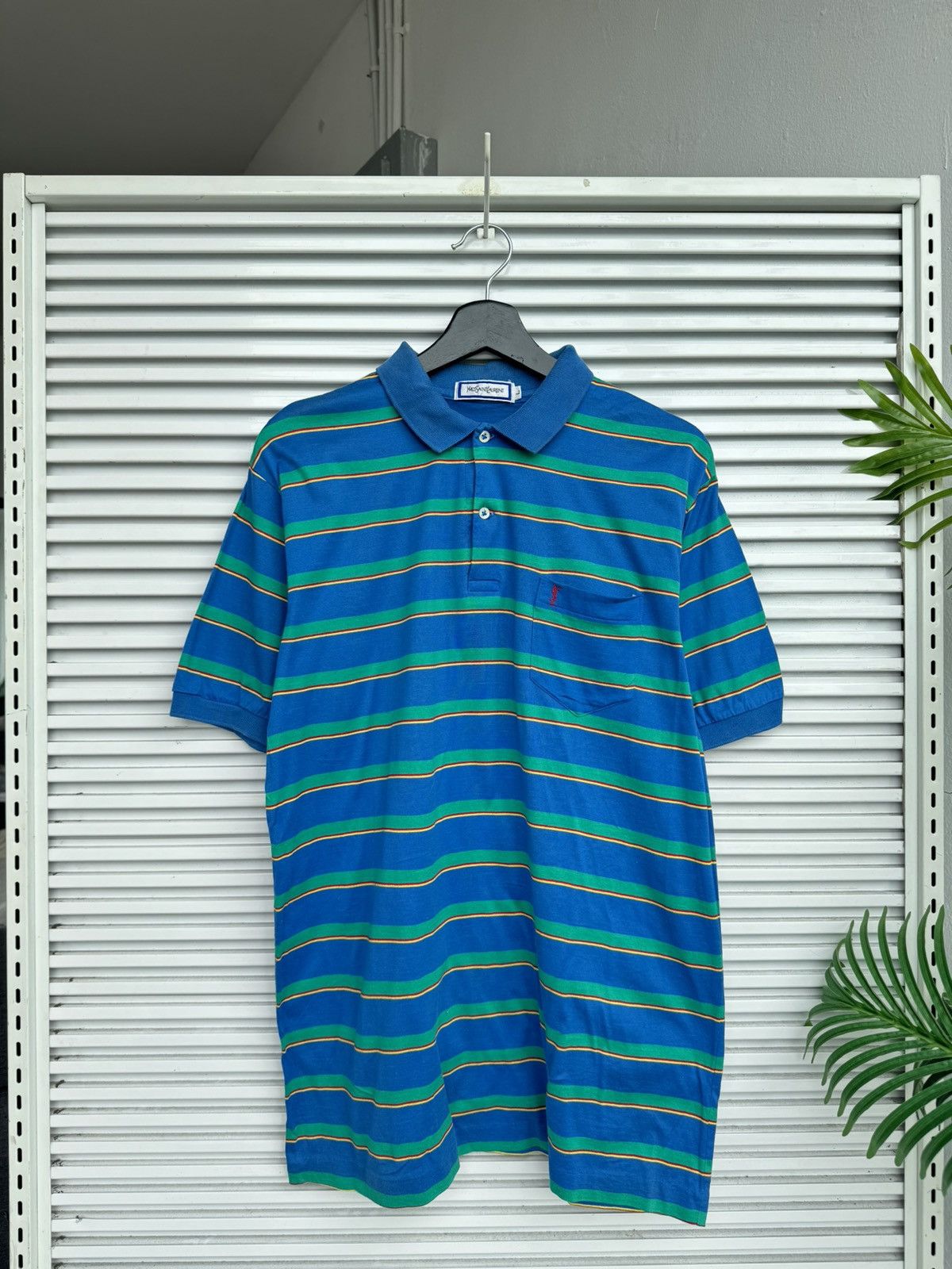 Vintage Vintage YSL Yves Saint Laurent Striped Polo Shirt Size US L / EU 52-54 / 3 - 1 Thumbnail