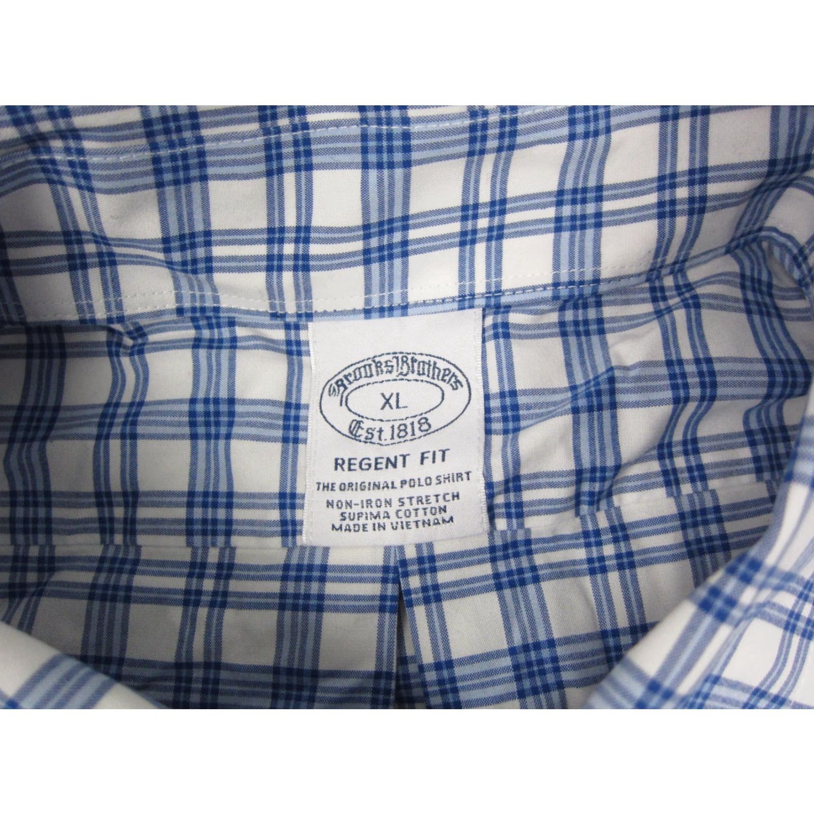 Brooks Brothers Brooks Brothers Shirt XL Adult Blue Check Supima Cotton Mens Regular Button-Up Size US XL / EU 56 / 4 - 4 Thumbnail