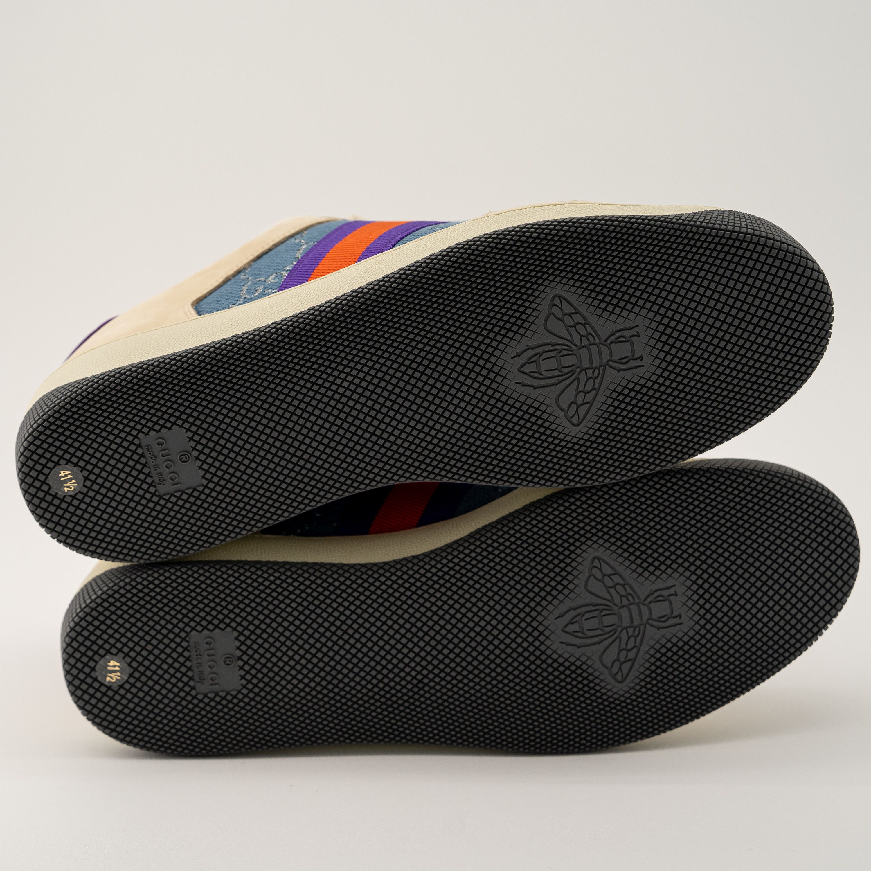 Gucci 41.5eu Gucci Screener Enamel Aged Sneakers Beige Blue Red Size US 11.5 / IT 41.5 - 6 Thumbnail