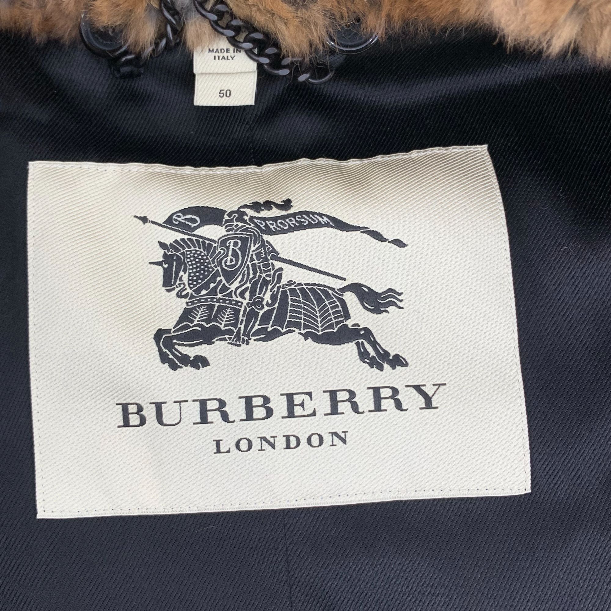 Mens Brown Wool Double-Breasted Overcoat With Fur Collar