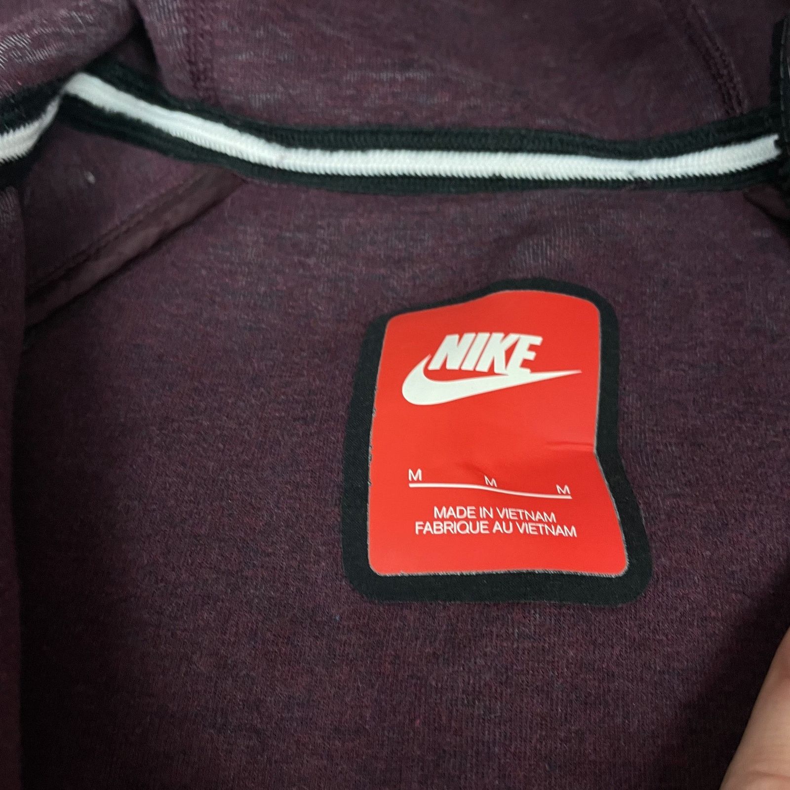 Nike Nike Tech Men's Burgundy Cotton Full Zip Windrunner Hoodie M Size US M / EU 48-50 / 2 - 8 Thumbnail