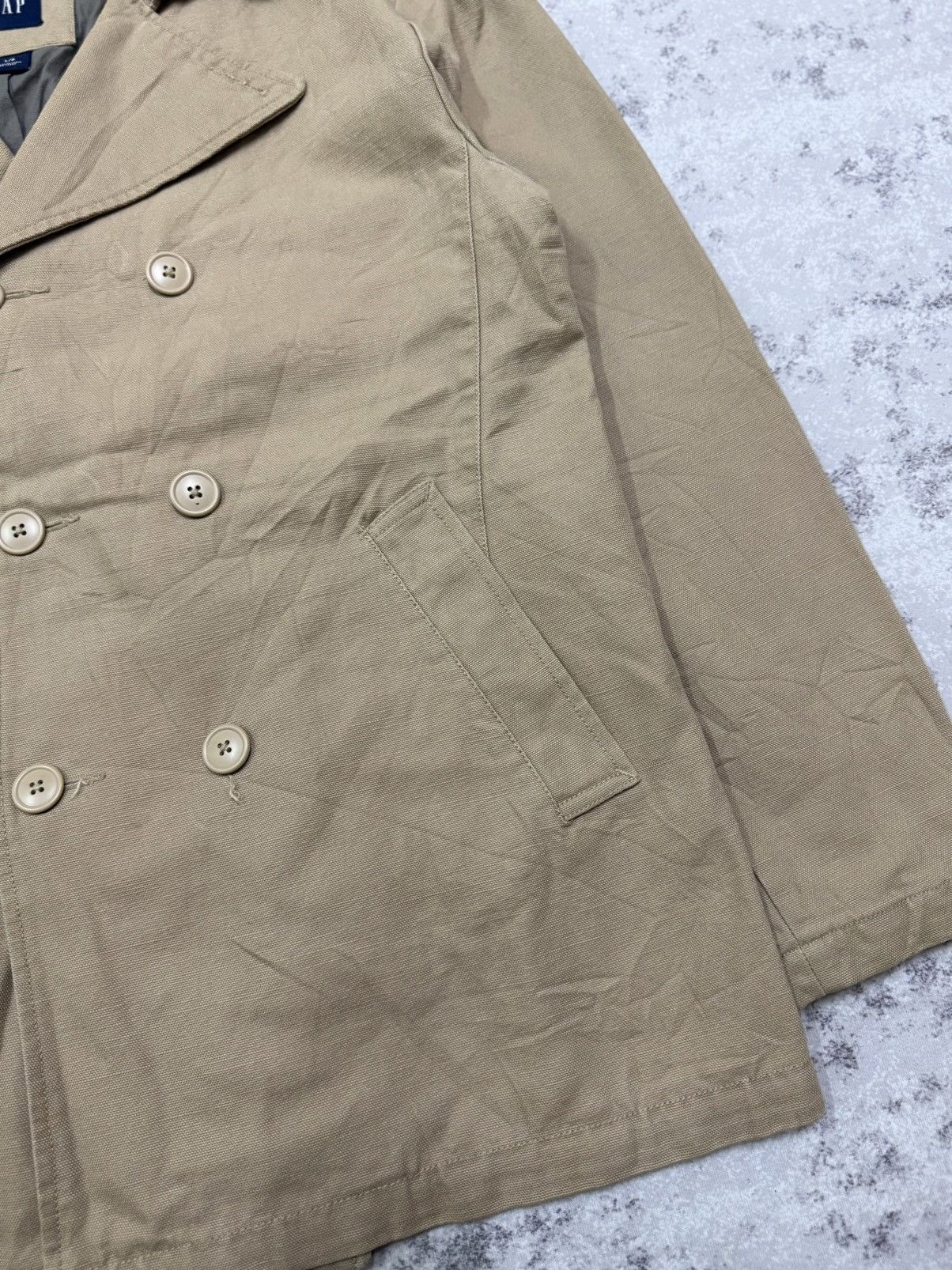 Gap Gap Double Breasted Car Coat Khaki Cotton Blend Jacket Size US L / EU 52-54 / 3 - 6 Thumbnail