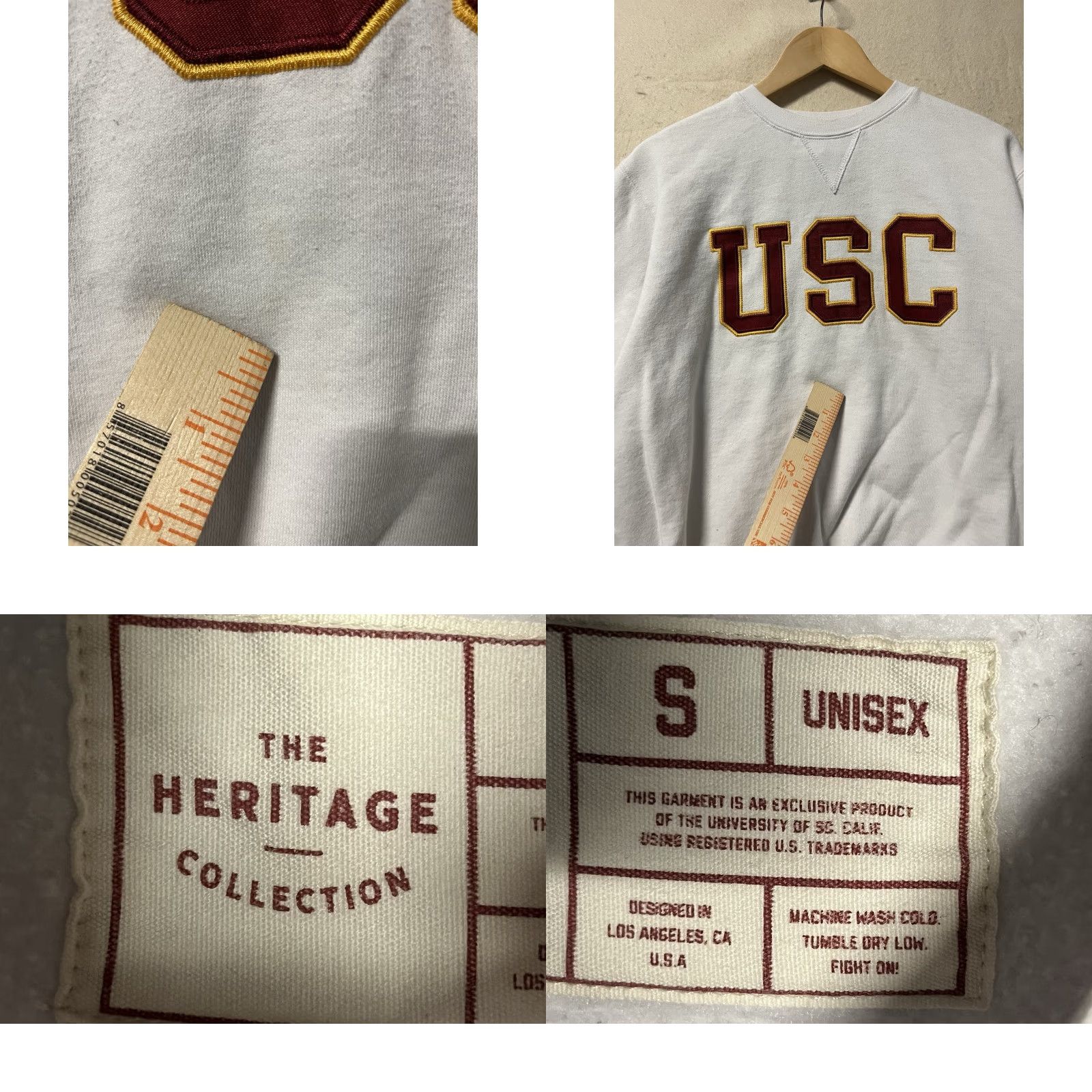 Vintage Vtg USC Heritage White S Fleece Crewneck Sweatshirt See Pics Size US S / EU 44-46 / 1 - 9 Thumbnail